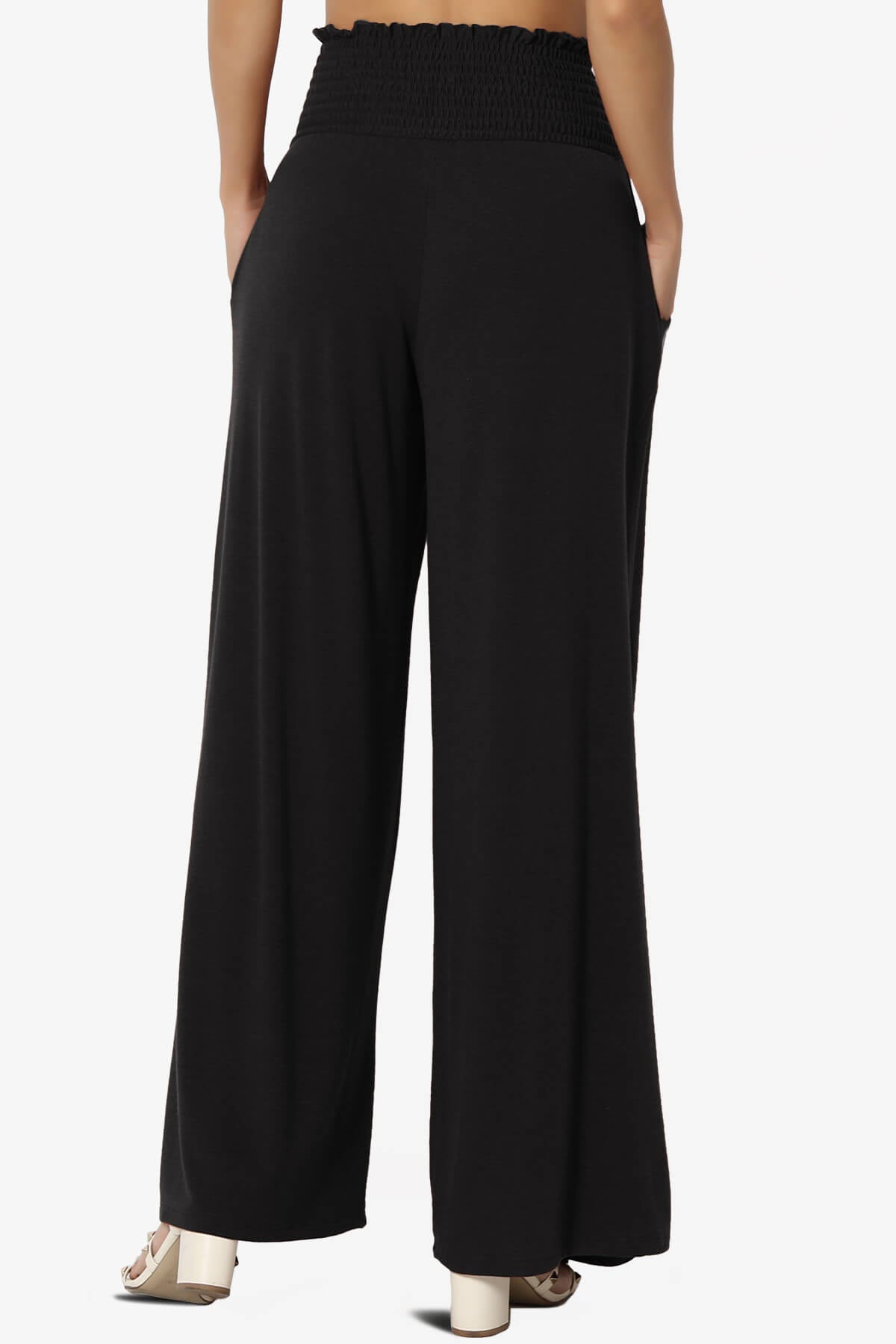 Estella Smocked Waist Lounge Pants BLACK_2