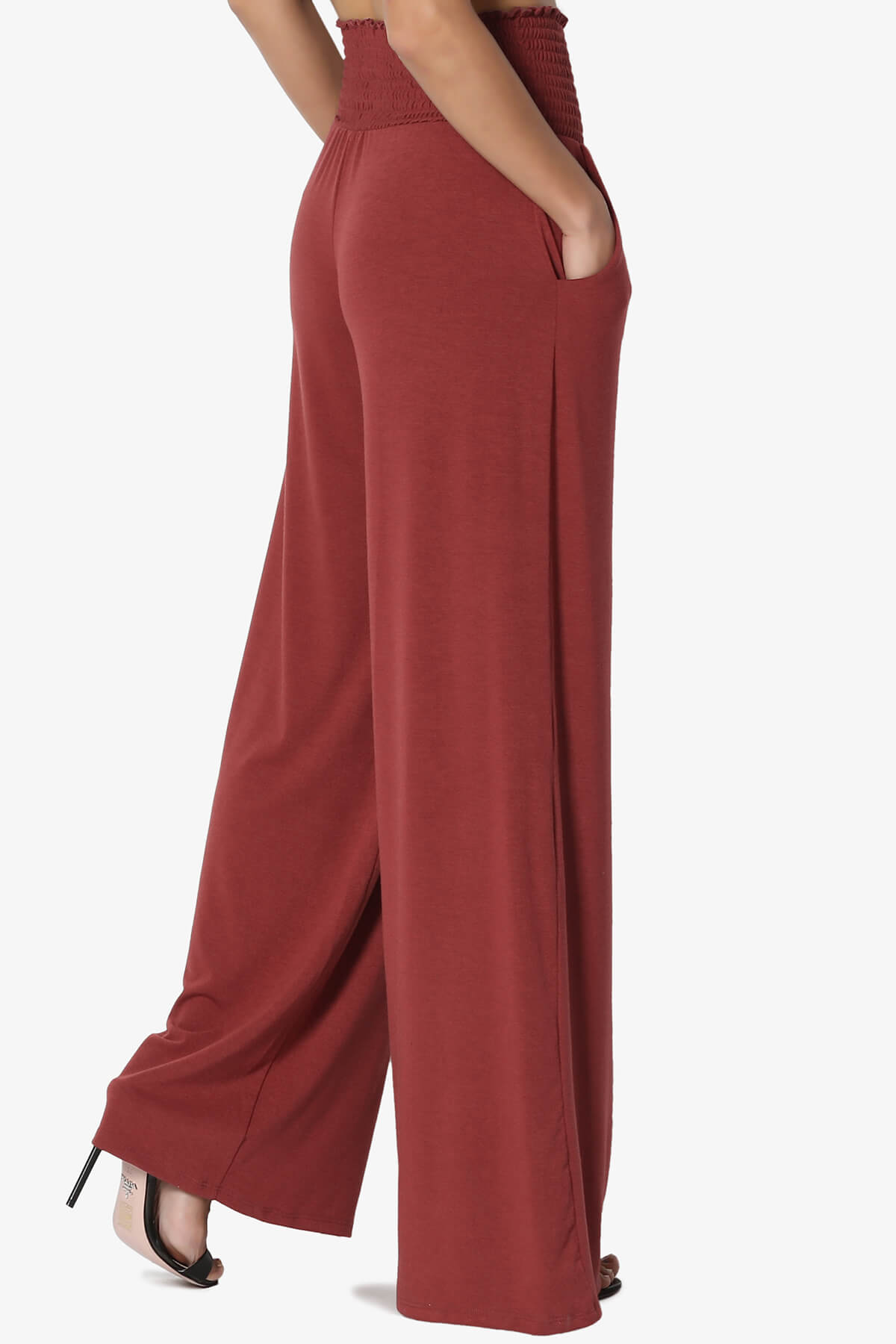 Estella Smocked Waist Lounge Pants BRICK_4