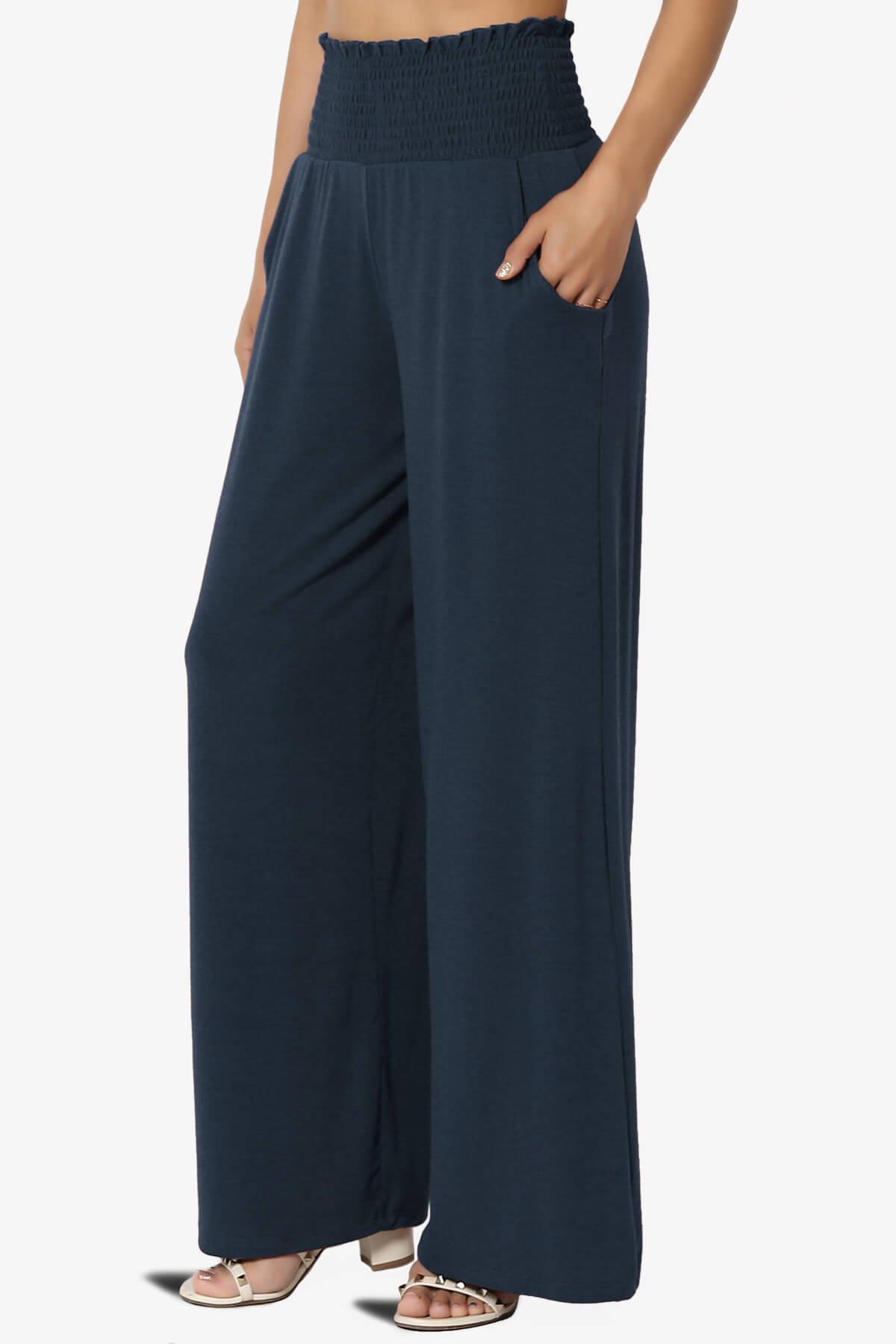 Estella Smocked Waist Lounge Pants DARK NAVY_3