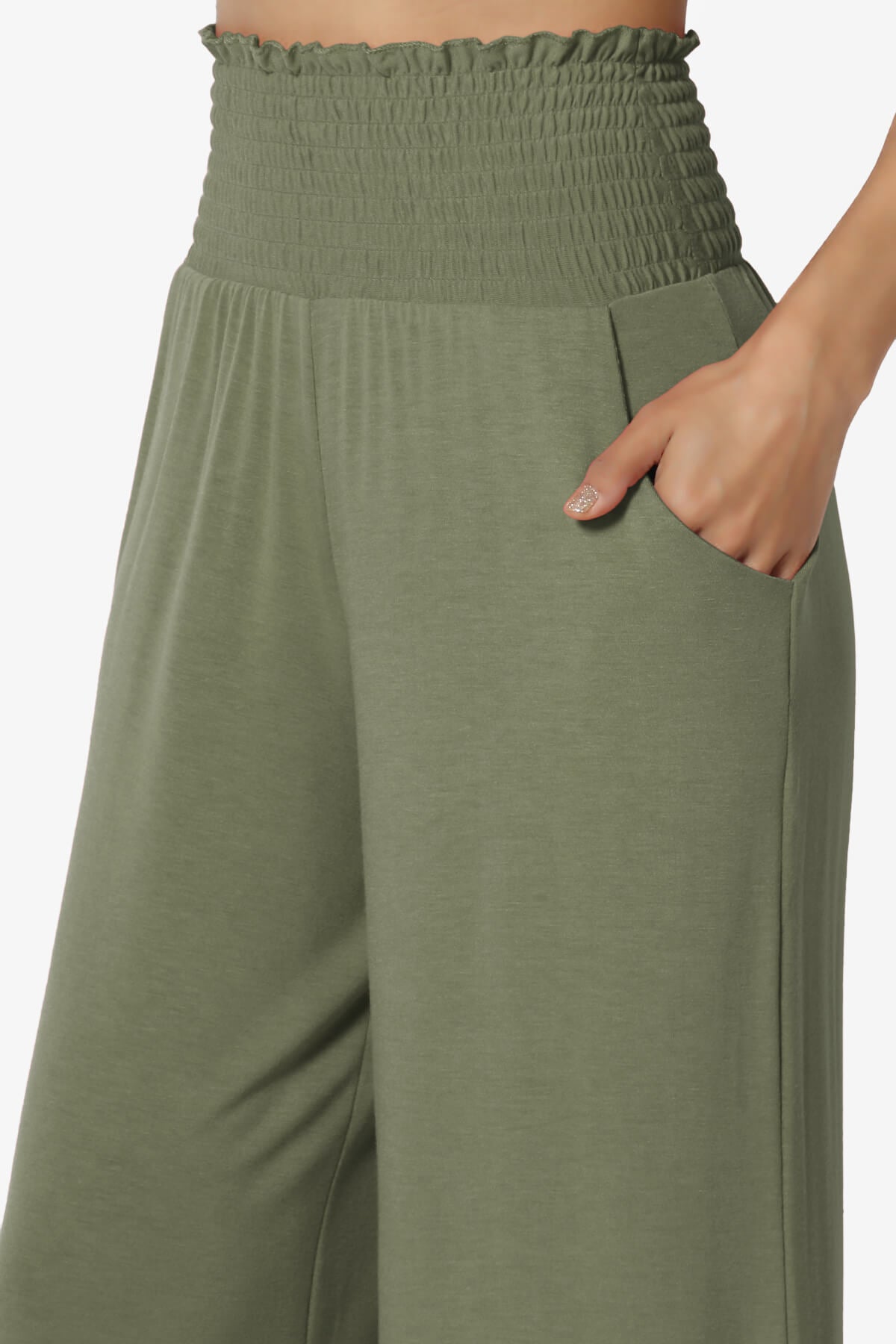 Estella Smocked Waist Lounge Pants DUSTY OLIVE_5