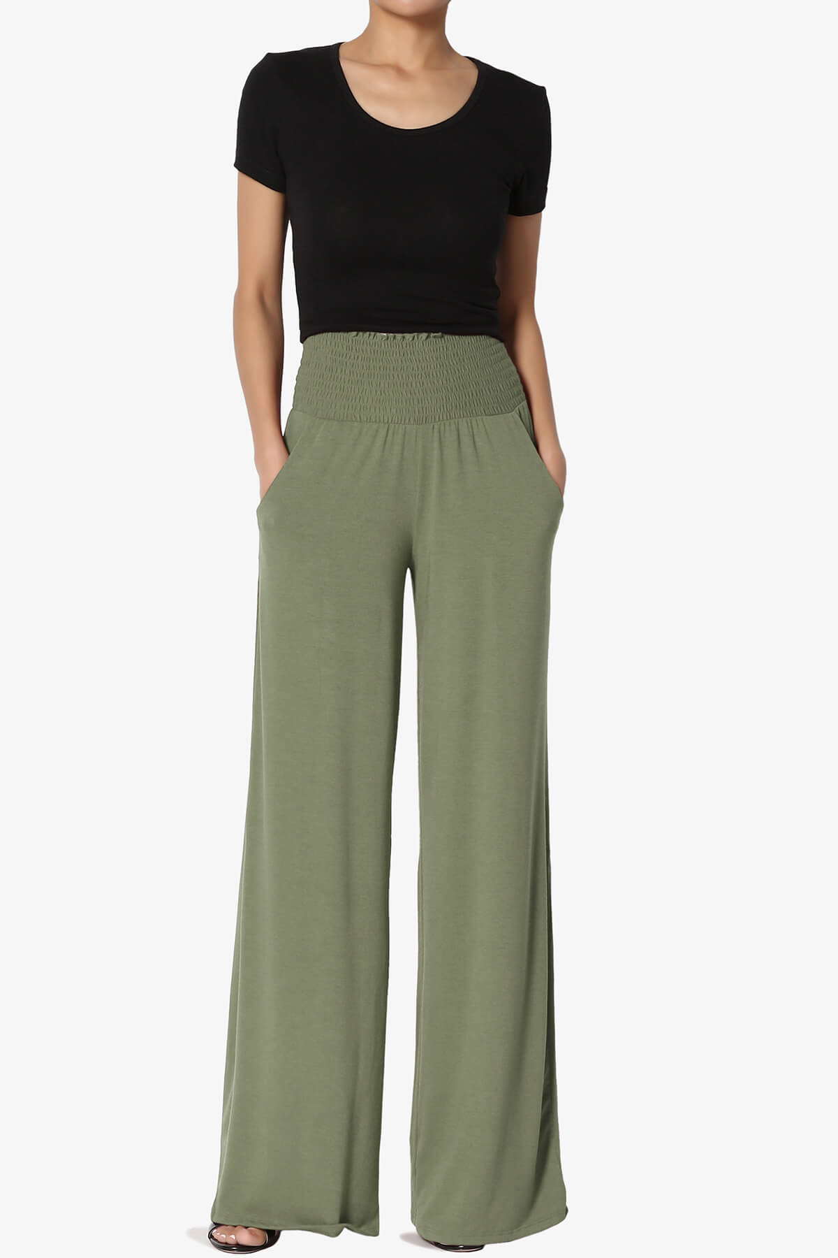 Estella Smocked Waist Lounge Pants DUSTY OLIVE_6