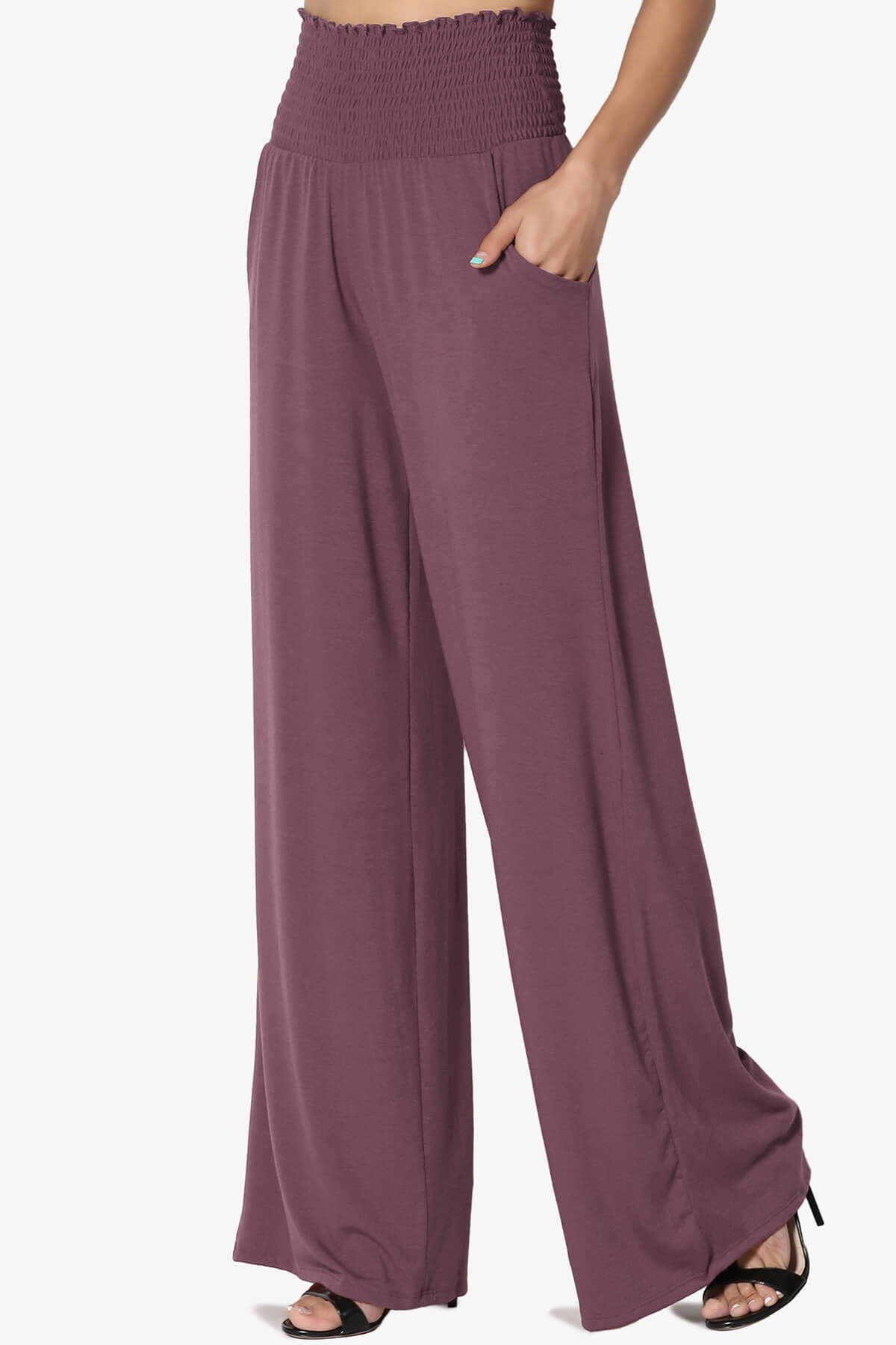 Estella Smocked Waist Lounge Pants DUSTY PLUM_3
