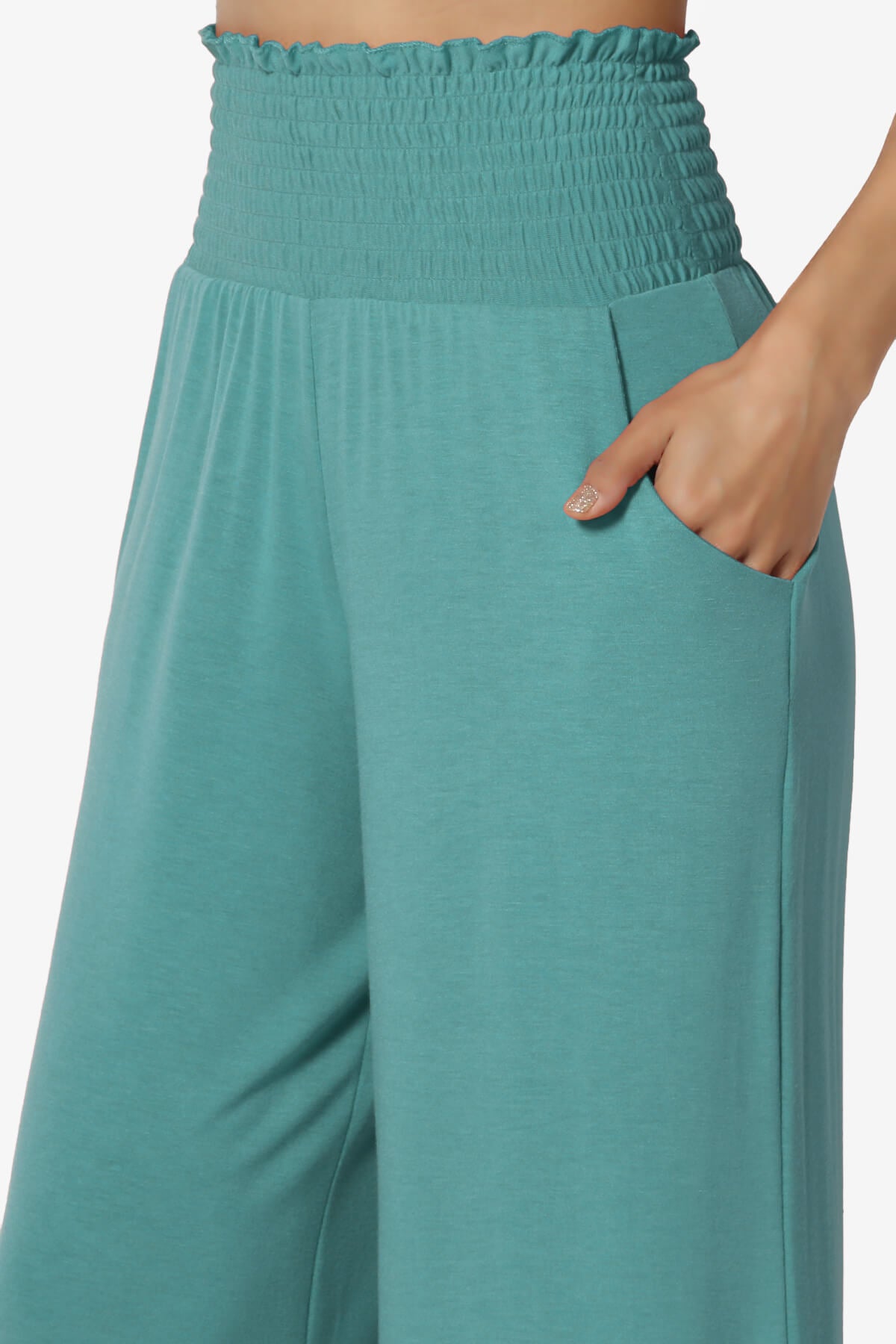 Estella Smocked Waist Lounge Pants DUSTY TEAL_5
