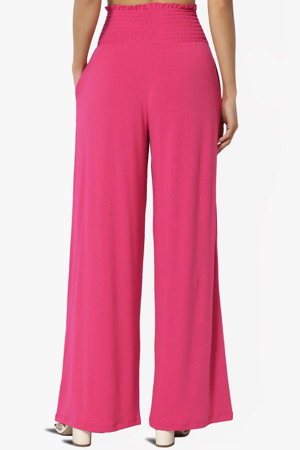 Estella Smocked Waist Lounge Pants HOT PINK_2