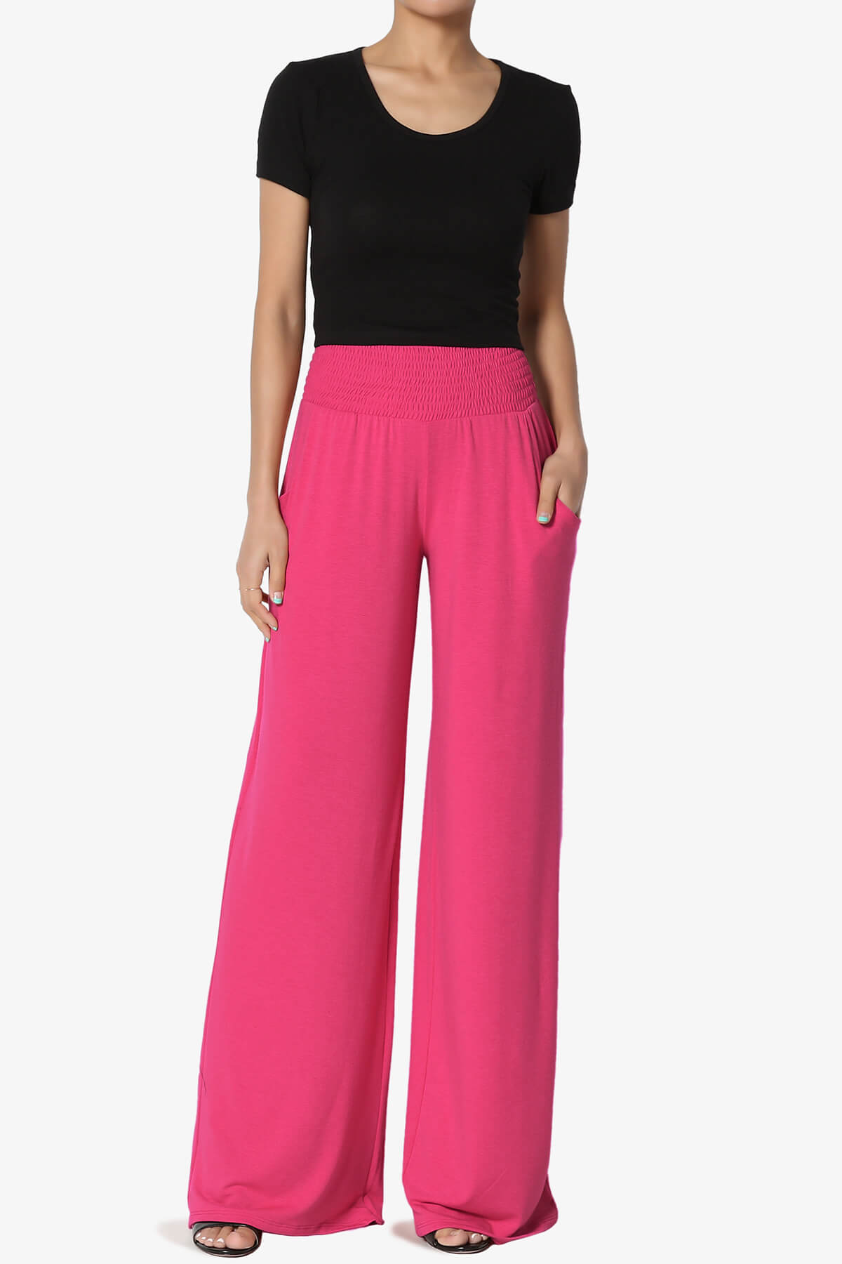 Estella Smocked Waist Lounge Pants HOT PINK_6