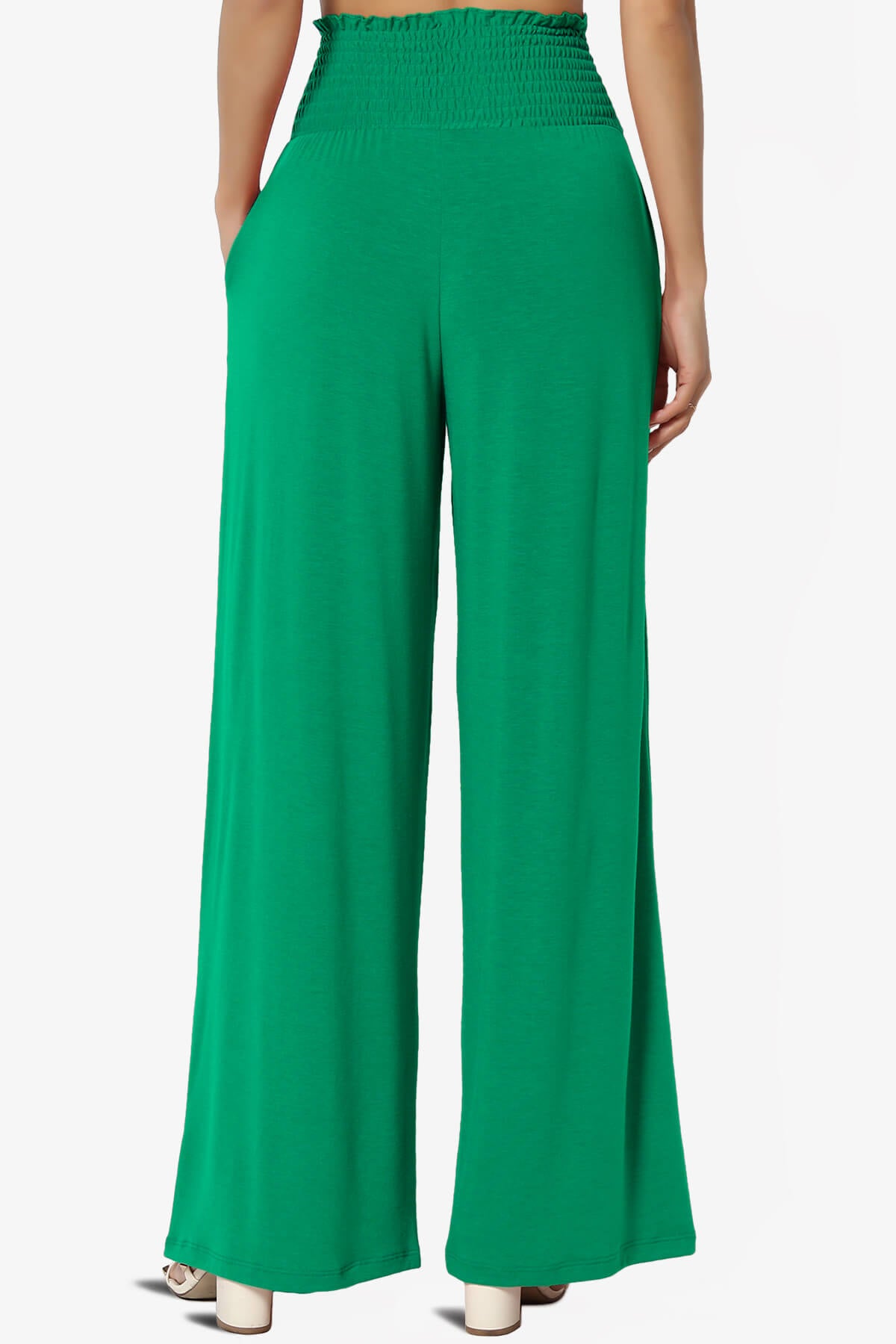 Estella Smocked Waist Lounge Pants KELLY GREEN_2