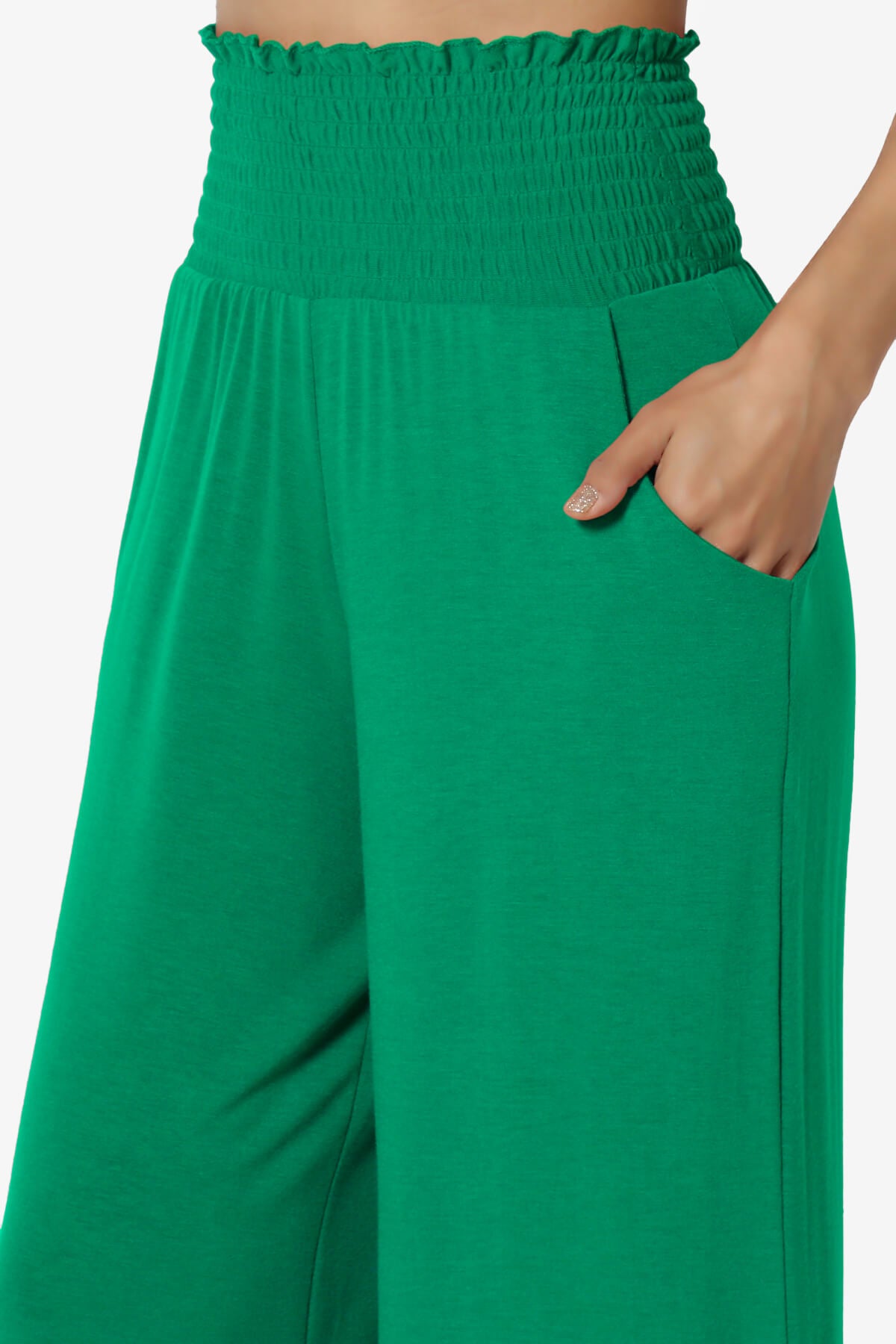 Estella Smocked Waist Lounge Pants KELLY GREEN_5
