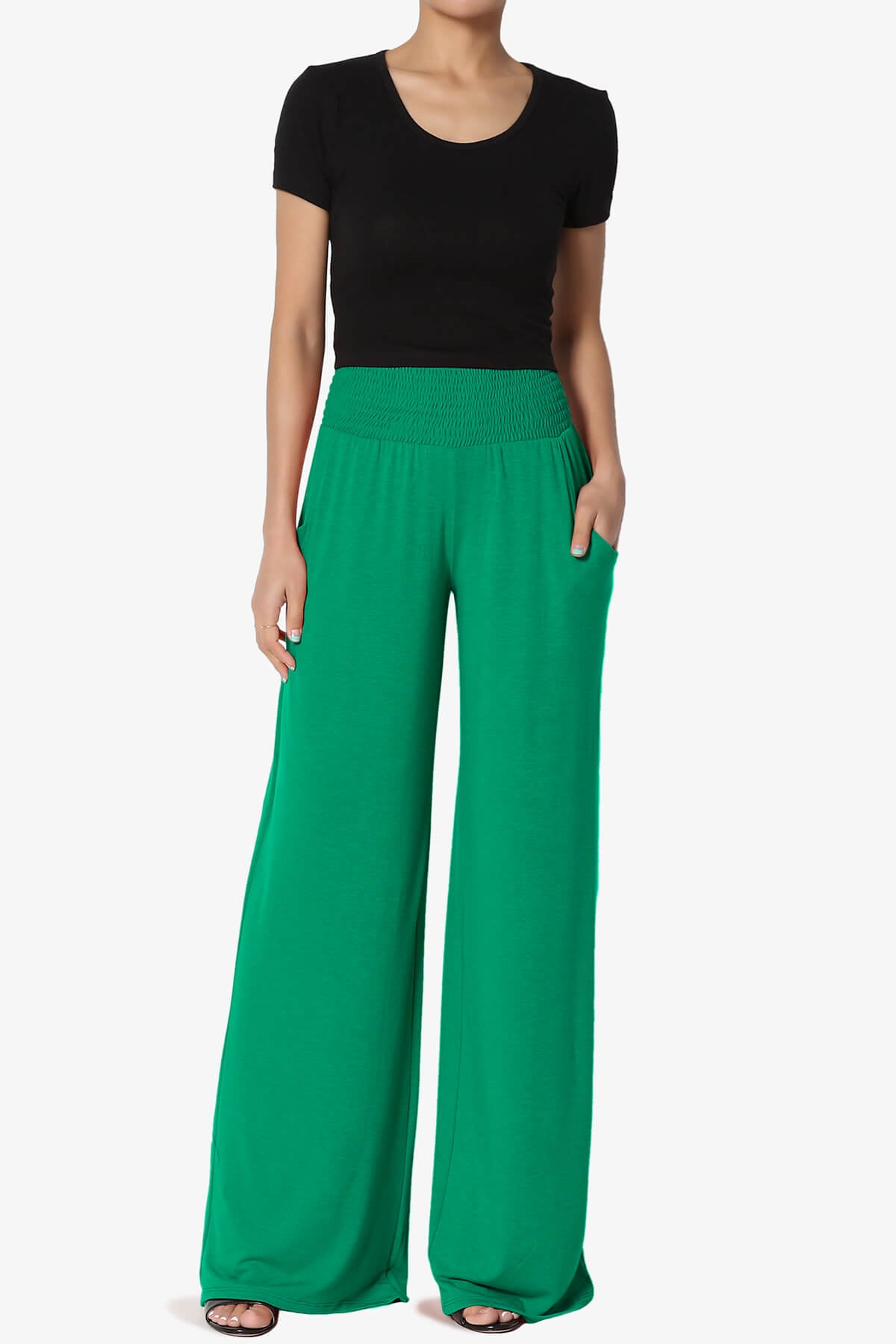 Estella Smocked Waist Lounge Pants KELLY GREEN_6