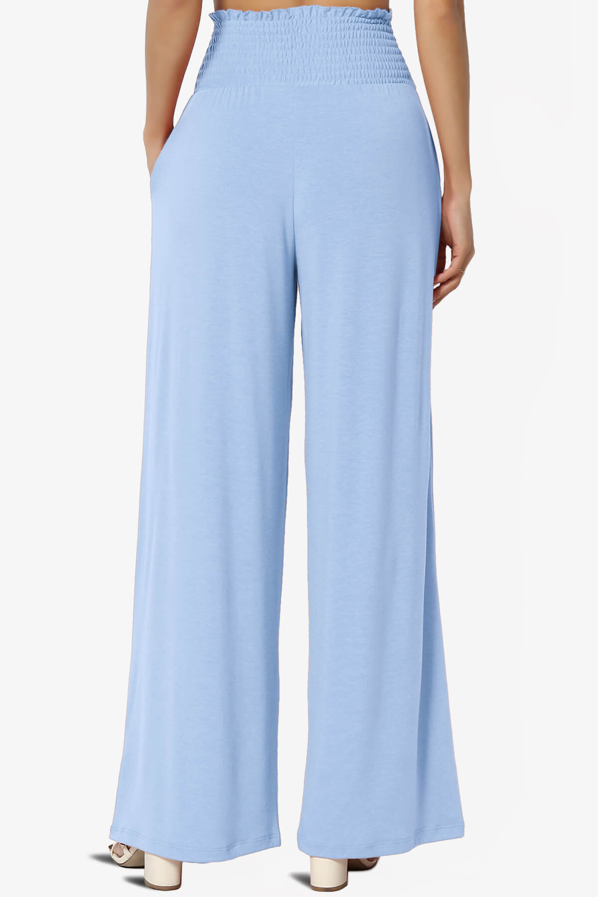 Estella Smocked Waist Lounge Pants LIGHT BLUE_2