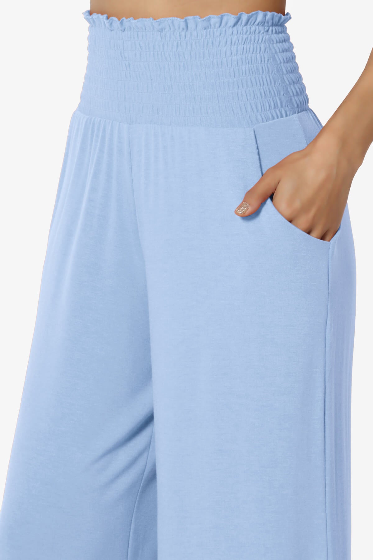 Estella Smocked Waist Lounge Pants LIGHT BLUE_5