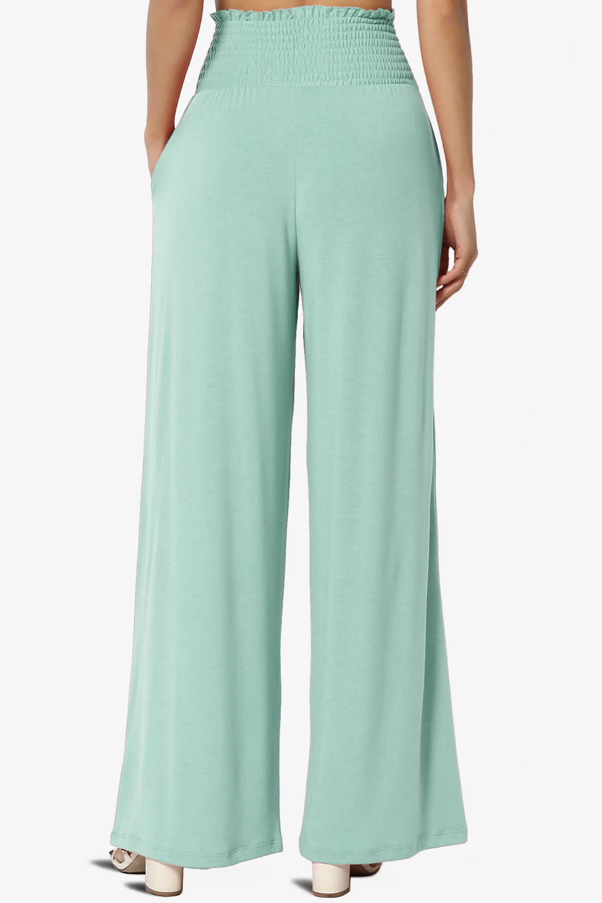 Estella Smocked Waist Lounge Pants LIGHT GREEN_2
