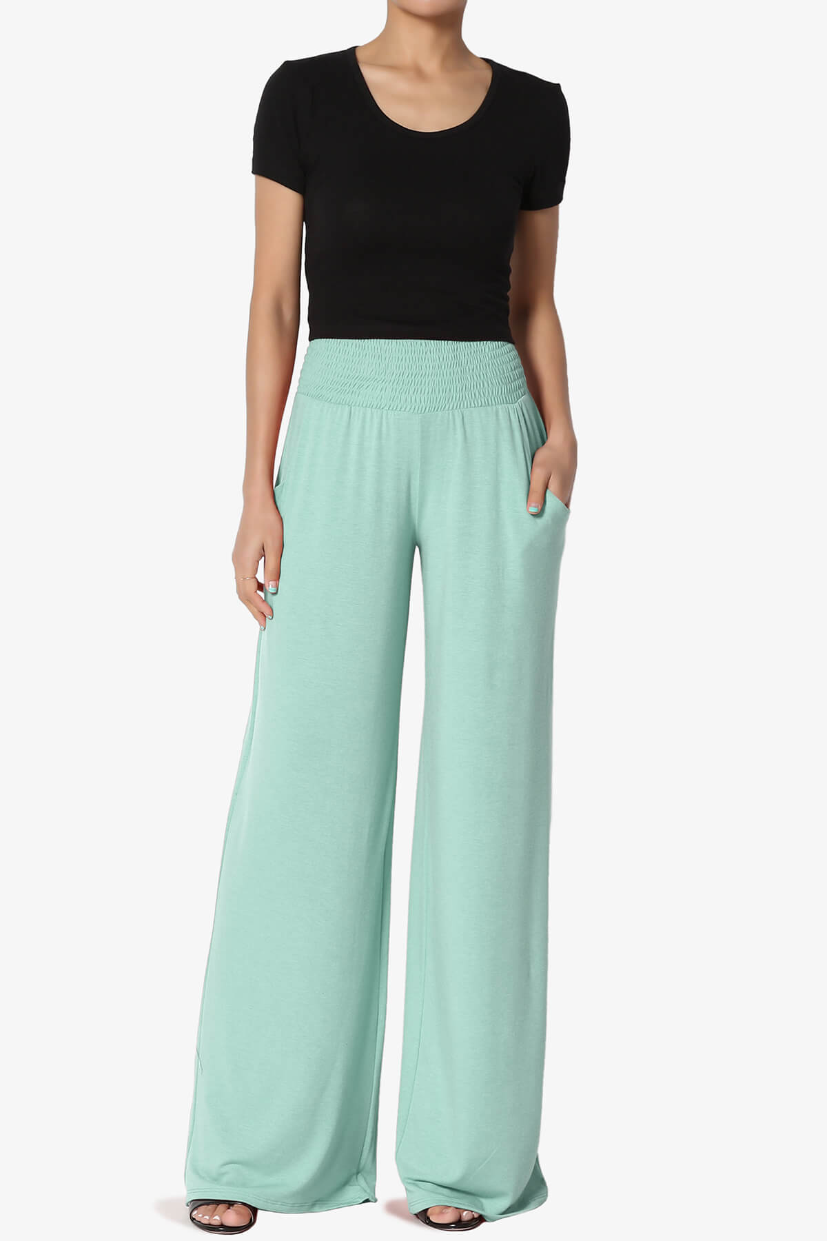 Estella Smocked Waist Lounge Pants LIGHT GREEN_6