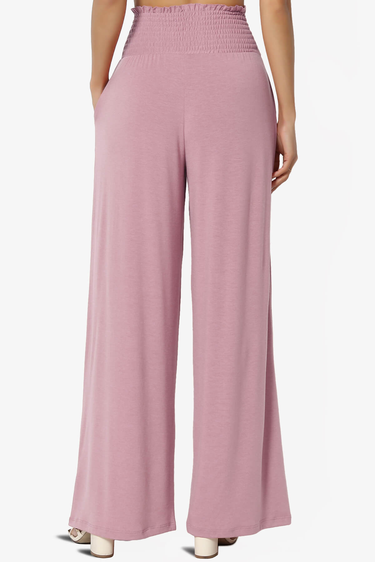 Estella Smocked Waist Lounge Pants LIGHT ROSE_2