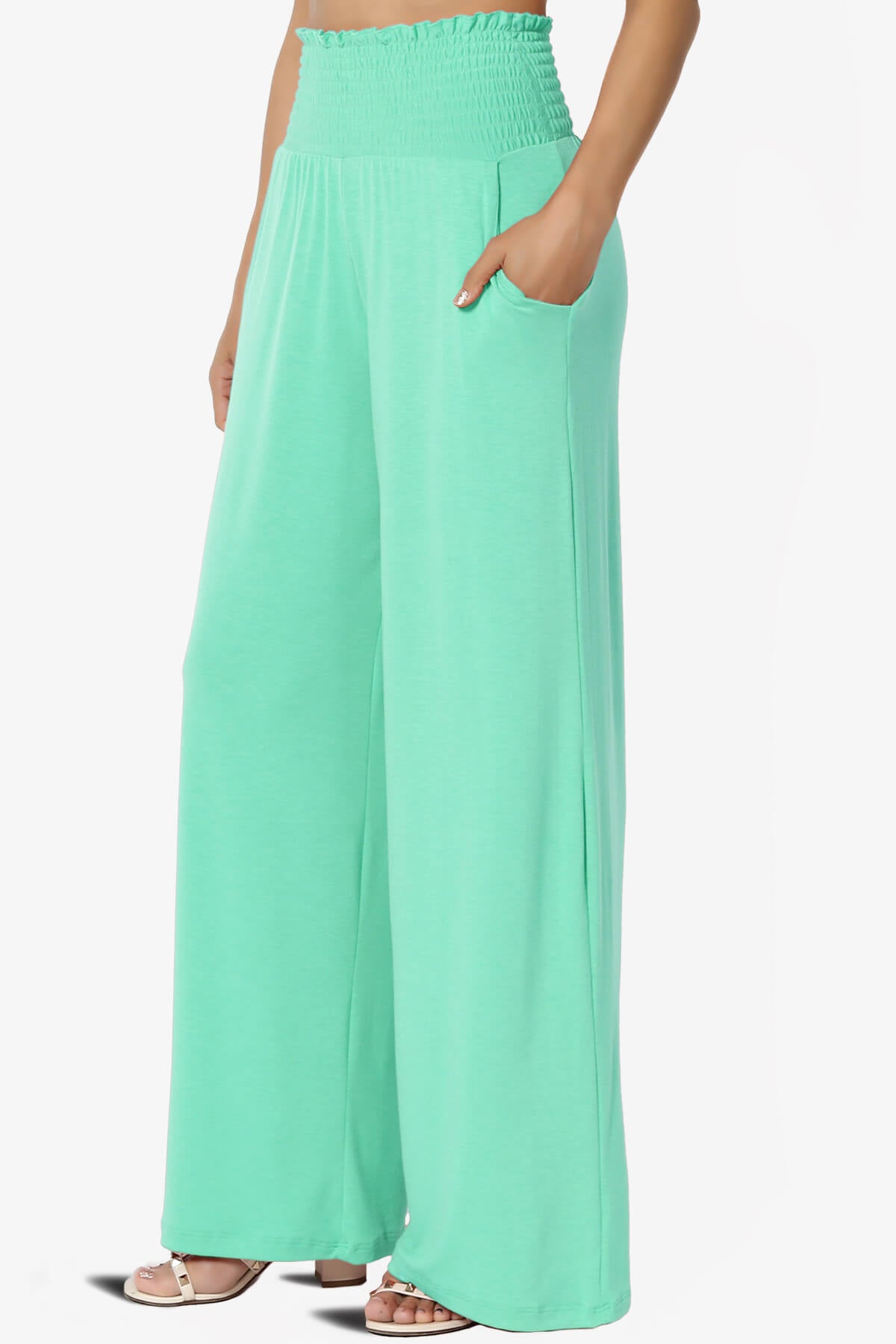 Estella Smocked Waist Lounge Pants MINT_3