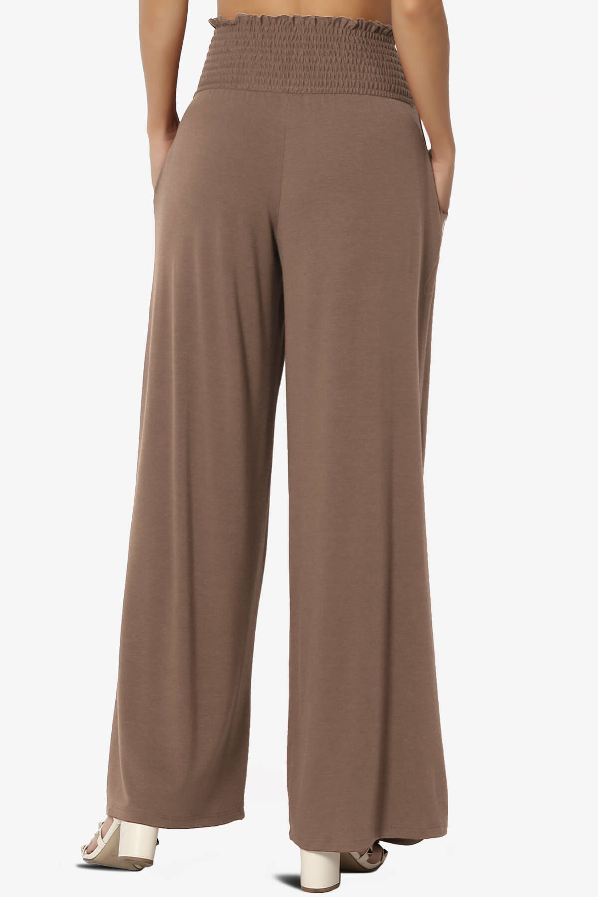 Estella Smocked Waist Lounge Pants MOCHA_2