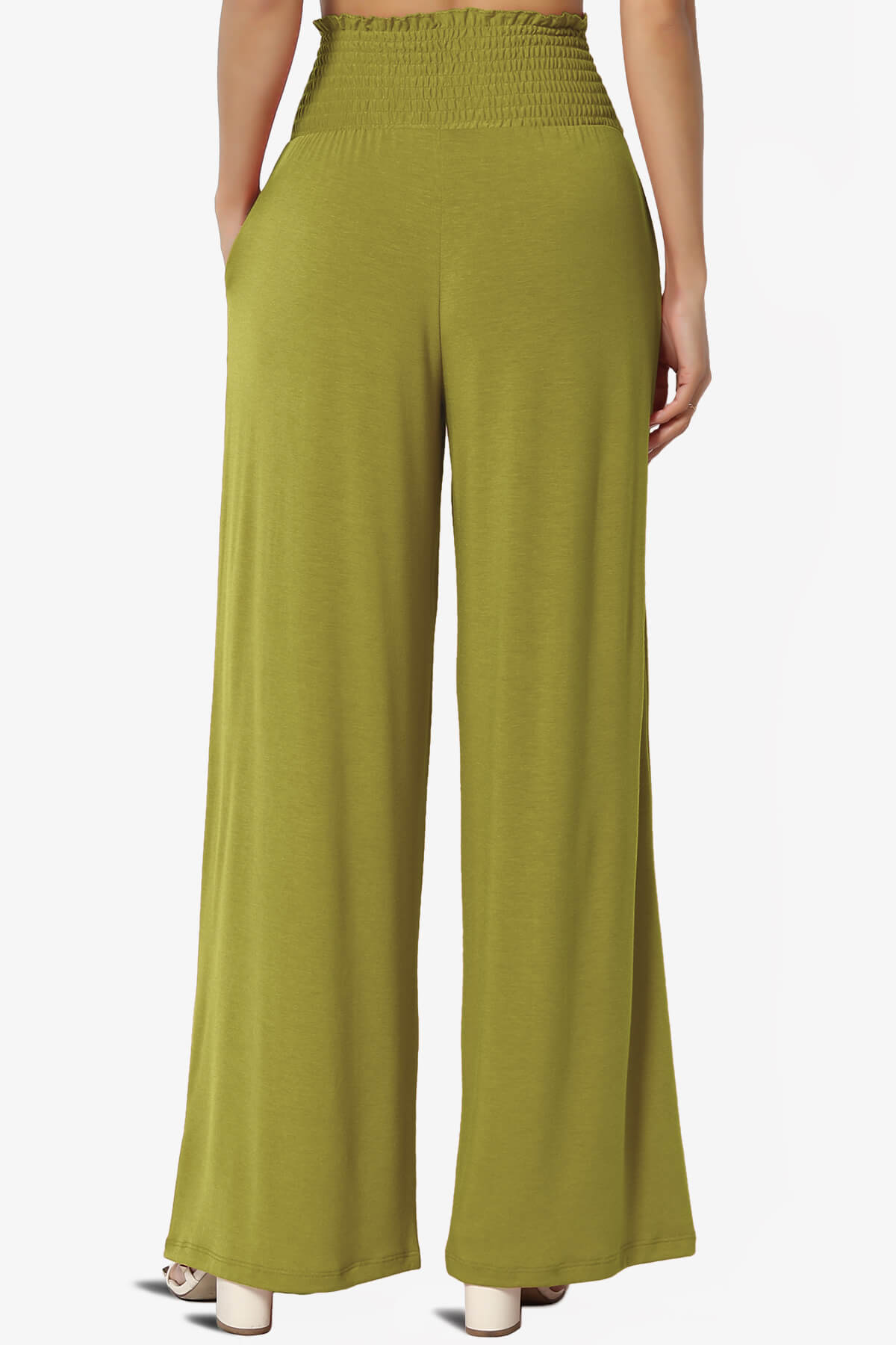Estella Smocked Waist Lounge Pants OLIVE MUSTARD_2