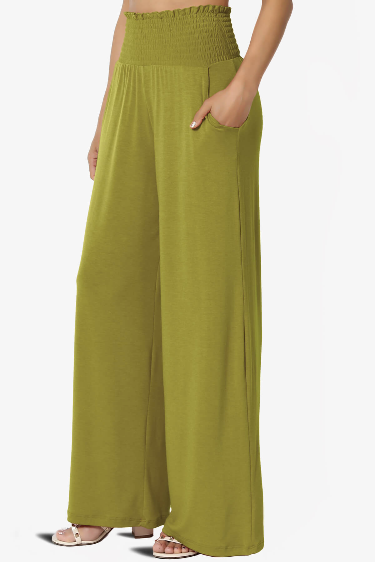 Estella Smocked Waist Lounge Pants OLIVE MUSTARD_3