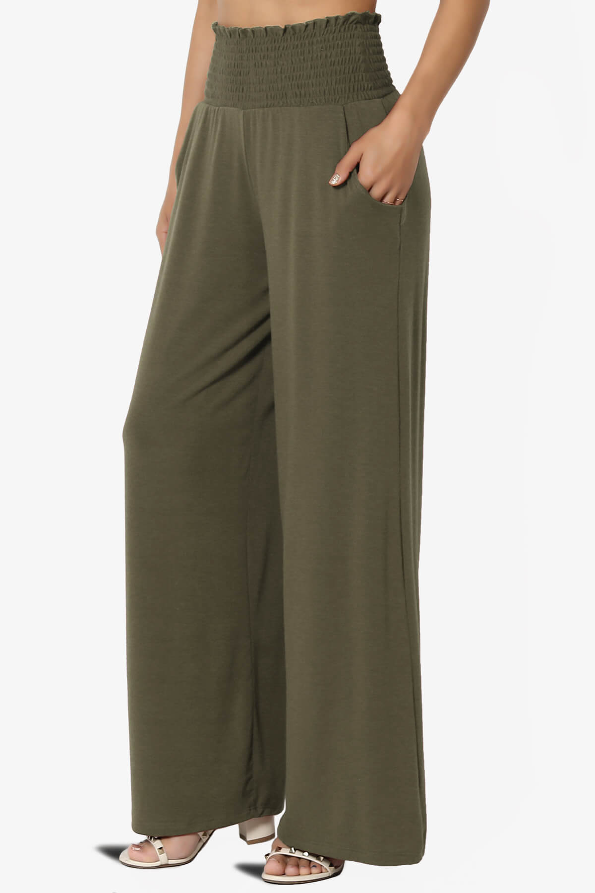 Estella Smocked Waist Lounge Pants OLIVE_3
