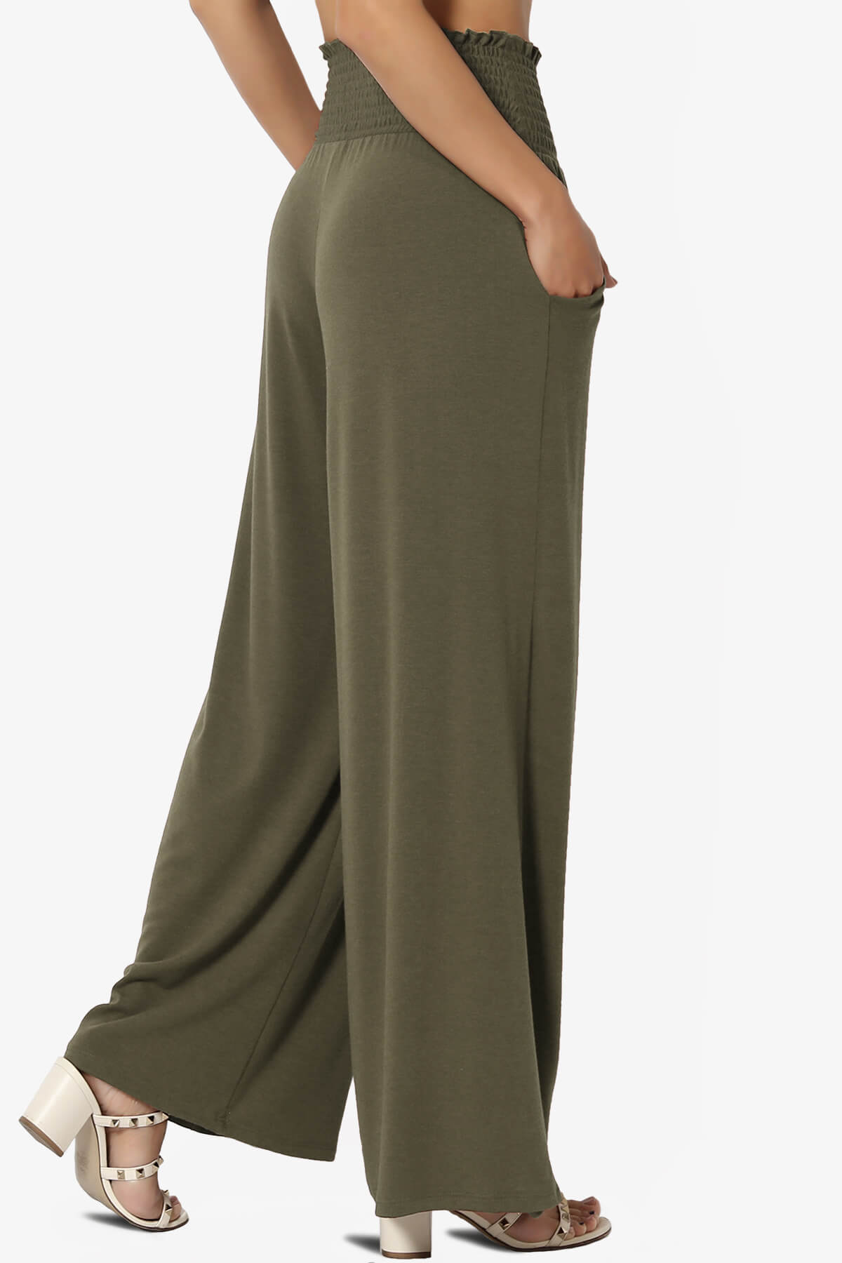 Estella Smocked Waist Lounge Pants OLIVE_4