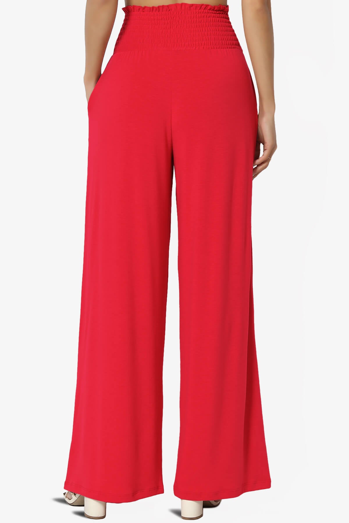 Estella Smocked Waist Lounge Pants RED_2