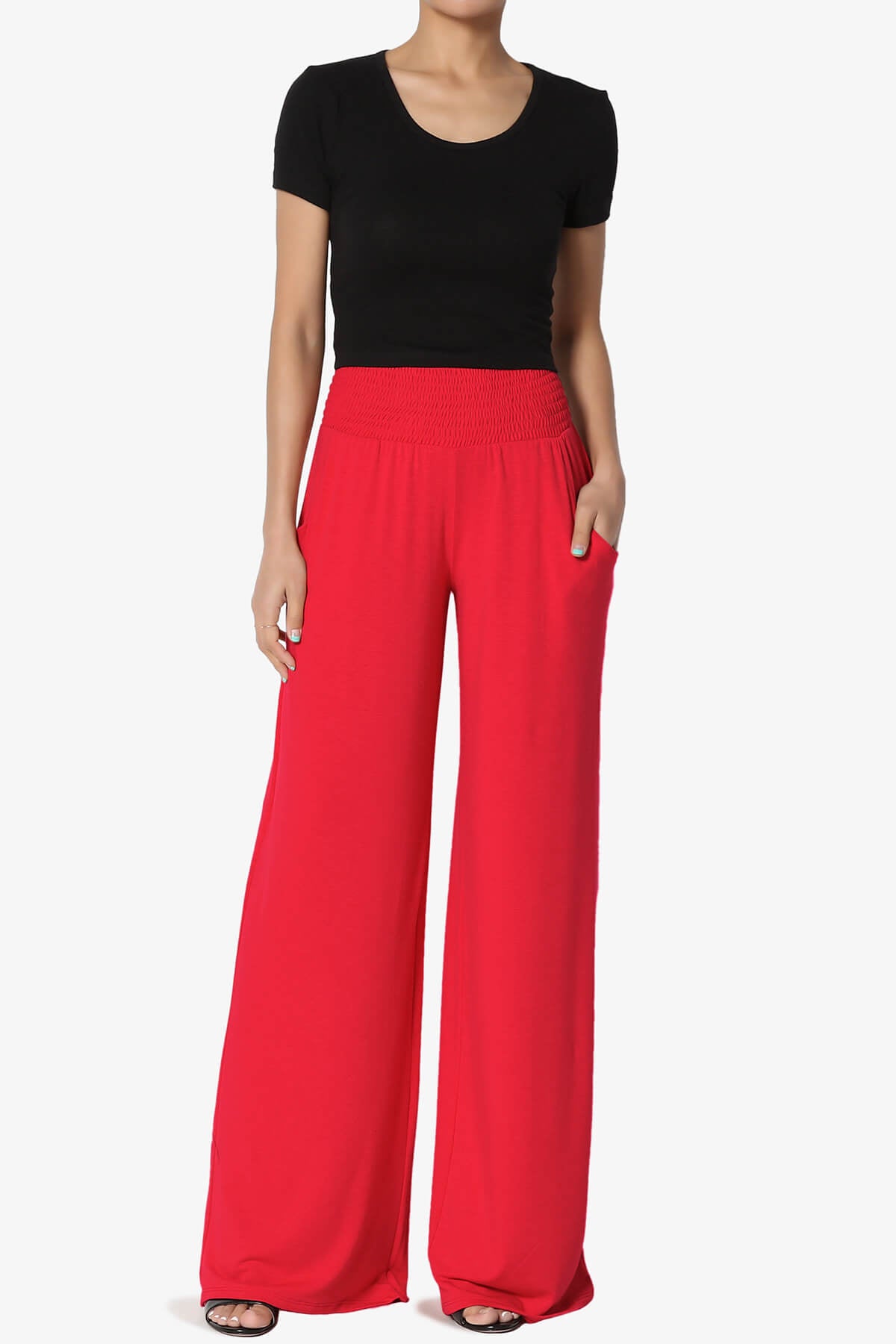 Estella Smocked Waist Lounge Pants RED_6