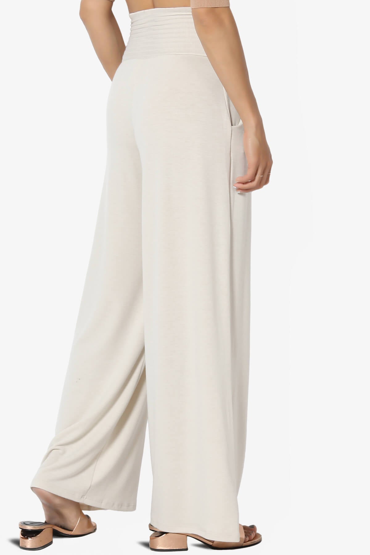 Estella Smocked Waist Lounge Pants SAND BEIGE_4