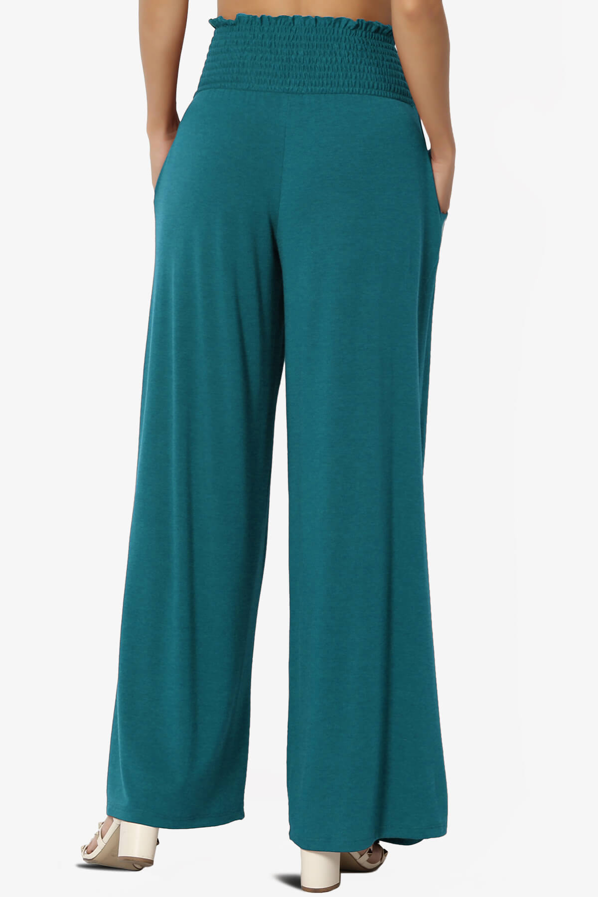 Estella Smocked Waist Lounge Pants TEAL_2