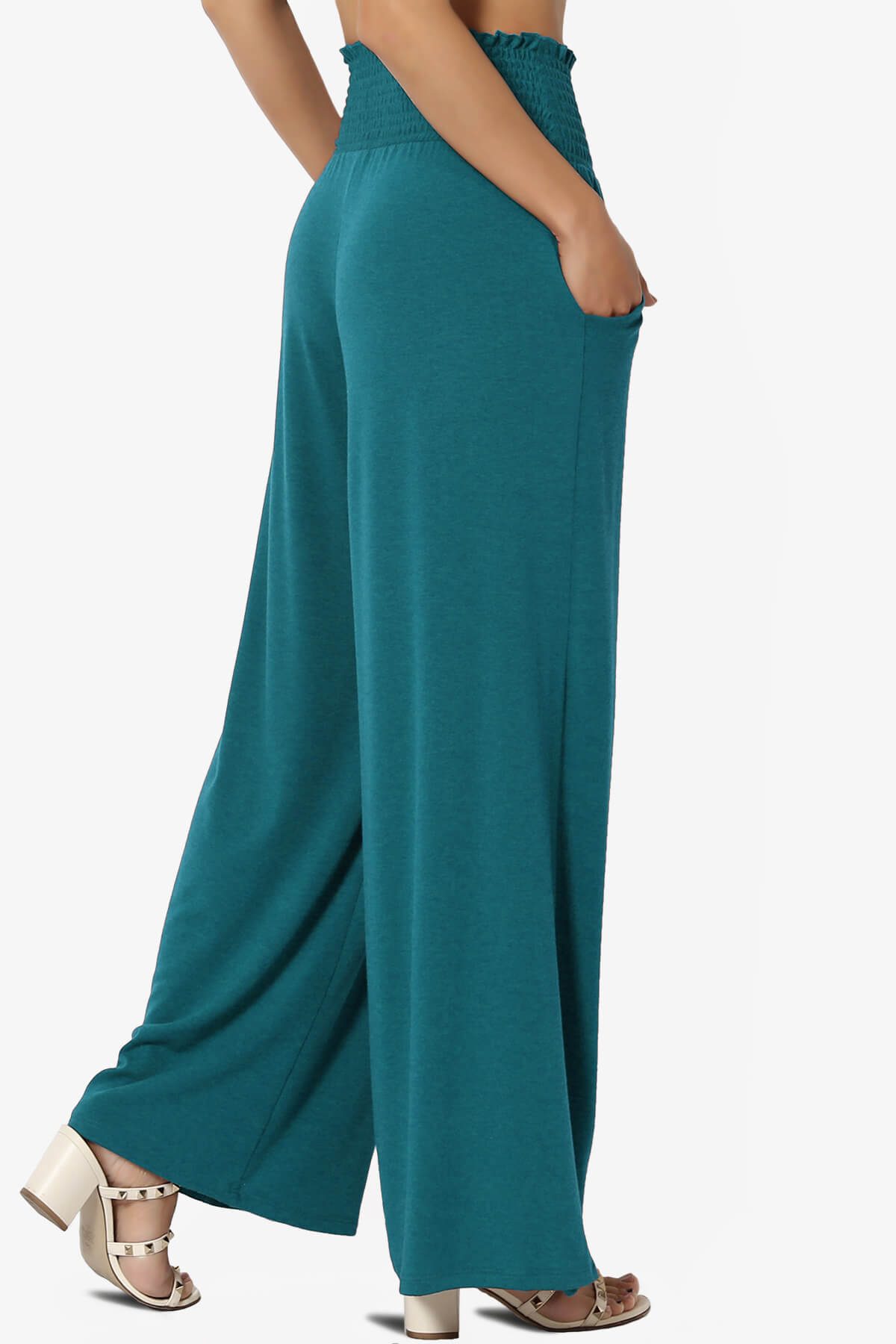 Estella Smocked Waist Lounge Pants TEAL_4