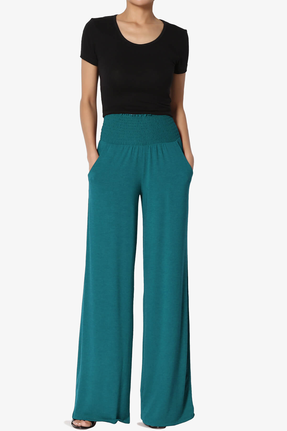 Estella Smocked Waist Lounge Pants TEAL_6
