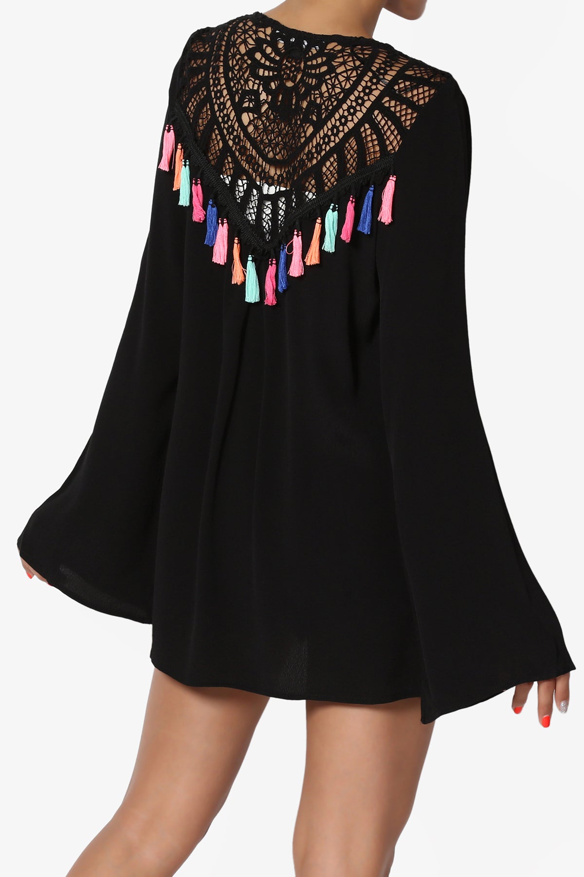 Christan Tassel Crochet Back Cardigan