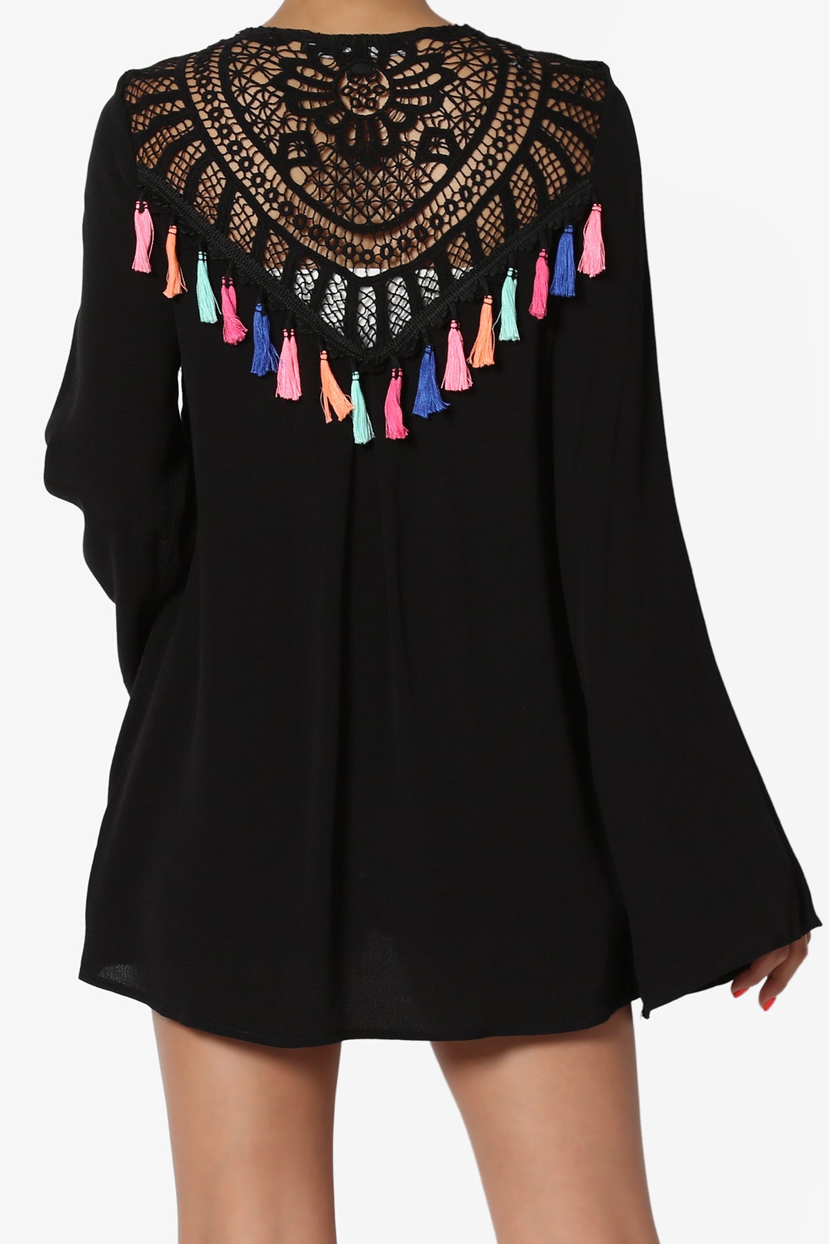 Christan Tassel Crochet Back Cardigan