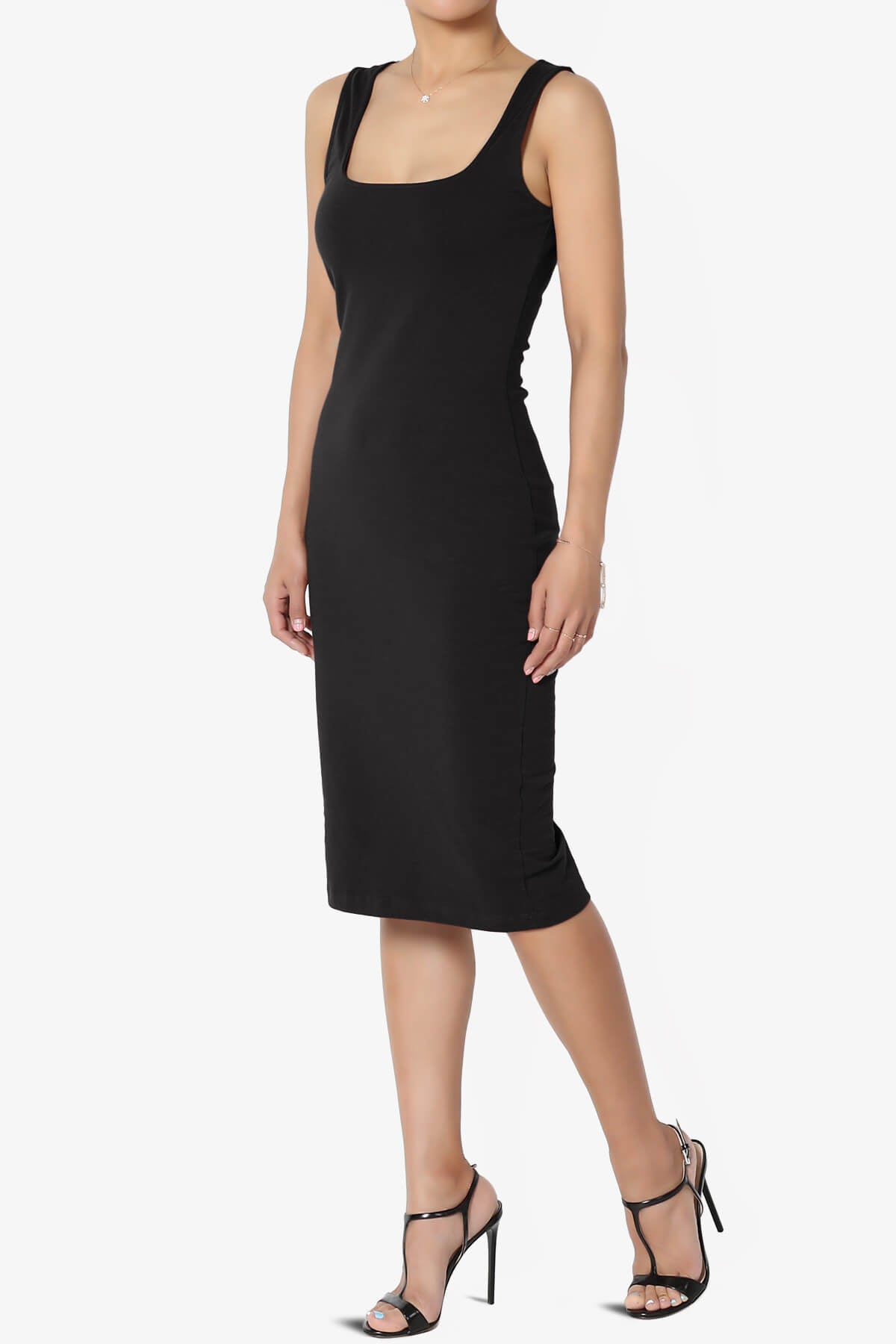 Fontella Sleeveless Square Neck Bodycon Dress BLACK_3