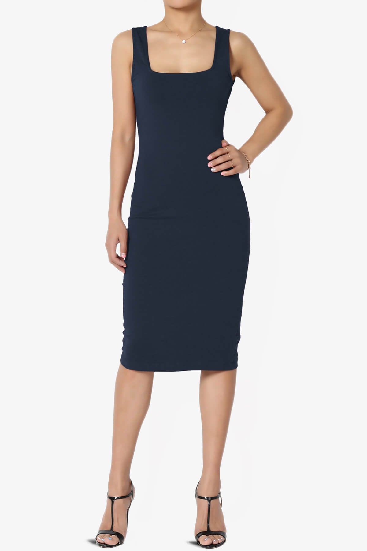 Fontella Sleeveless Square Neck Bodycon Dress DARK NAVY_1