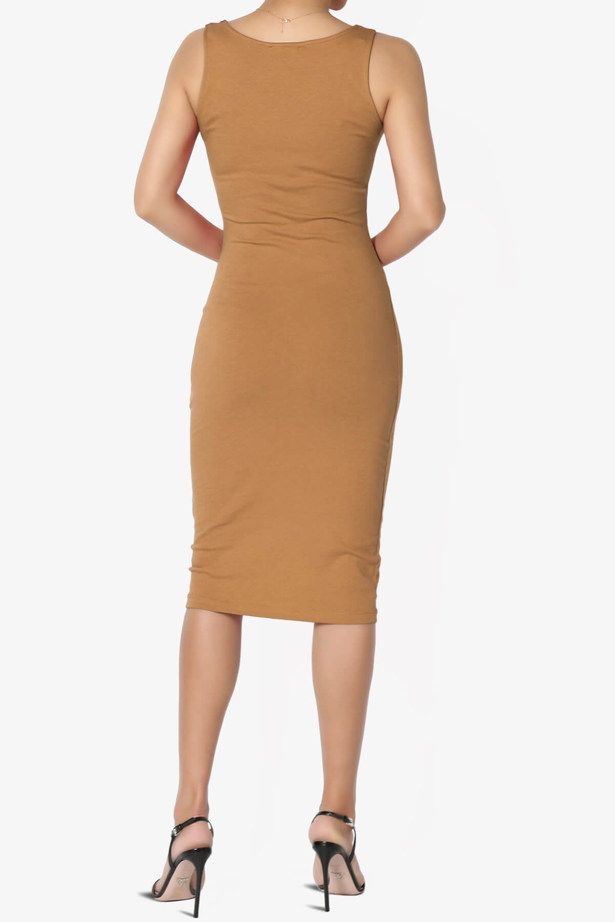 Fontella Sleeveless Square Neck Bodycon Dress DEEP CAMEL_2