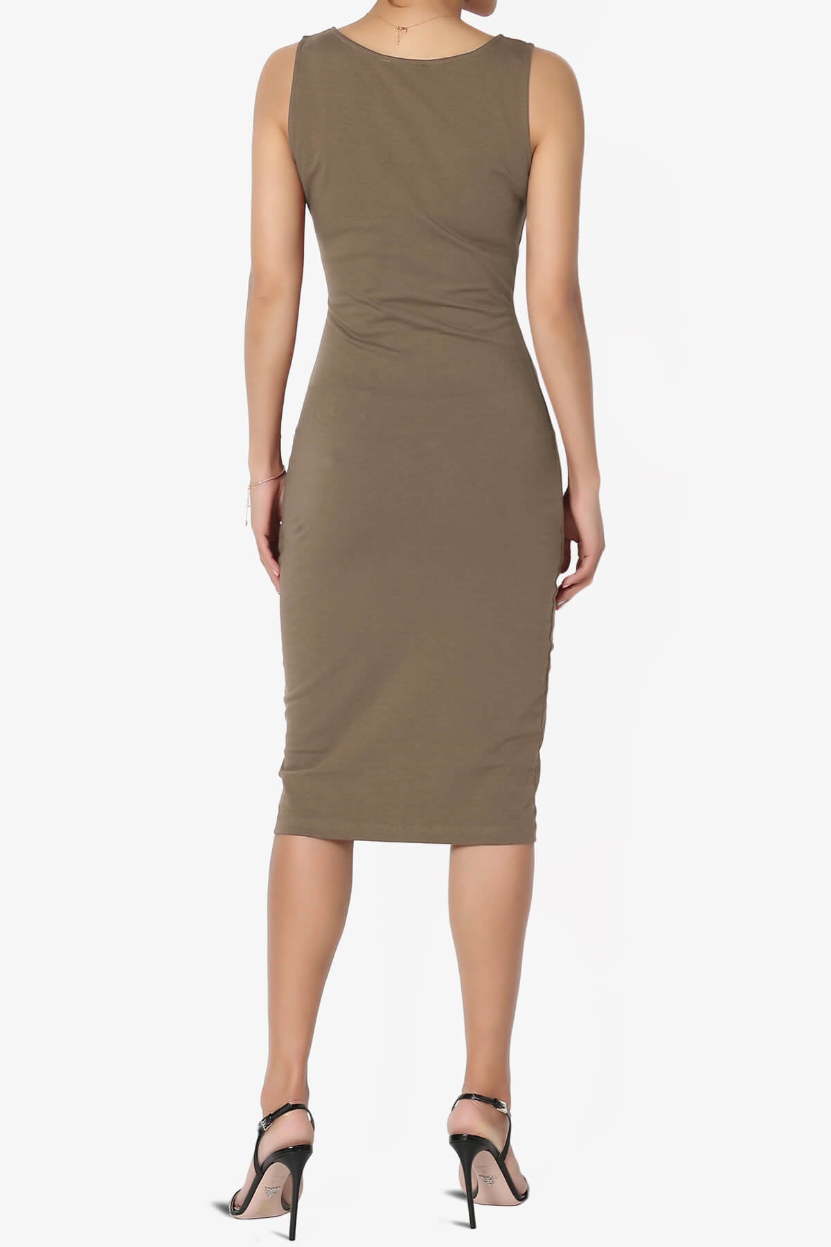 Fontella Sleeveless Square Neck Bodycon Dress MOCHA_2