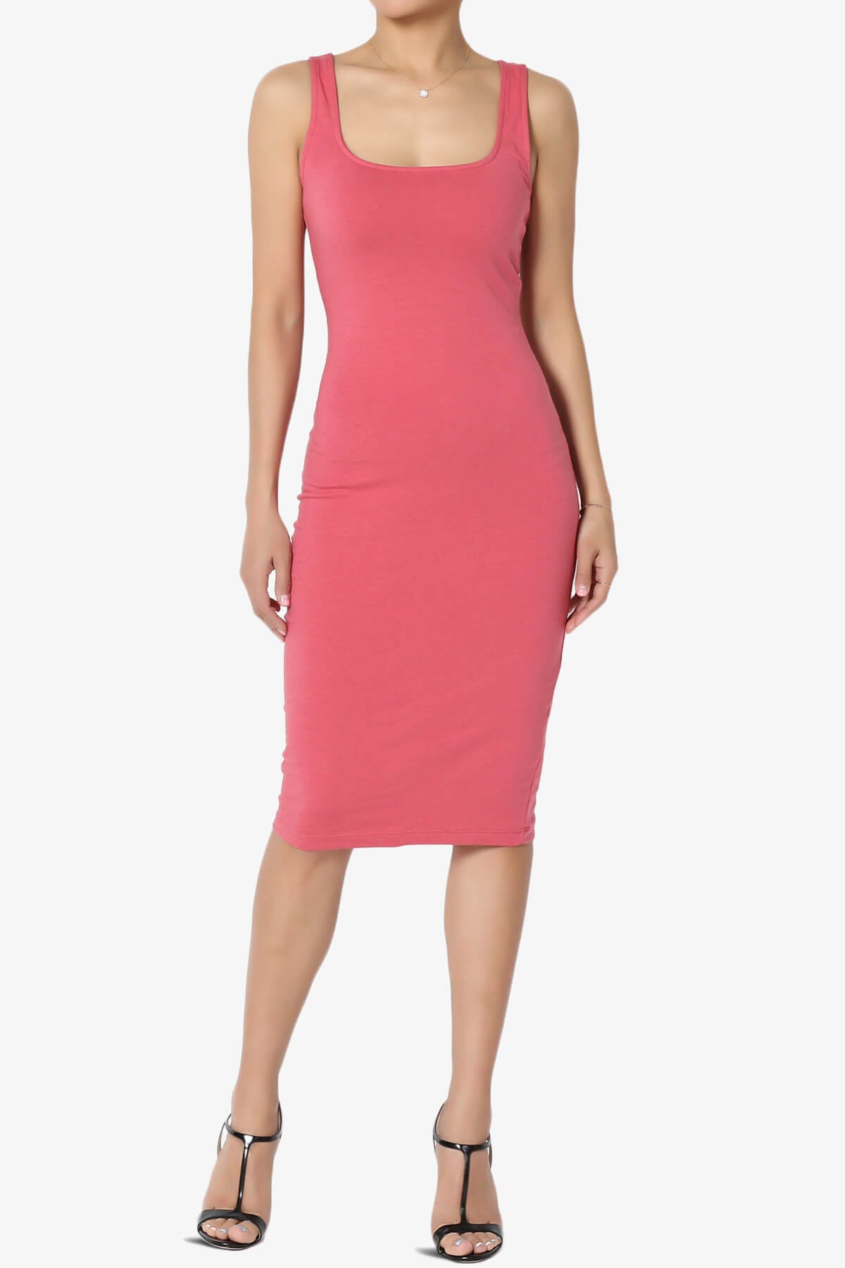 Fontella Sleeveless Square Neck Bodycon Dress ROSE_1