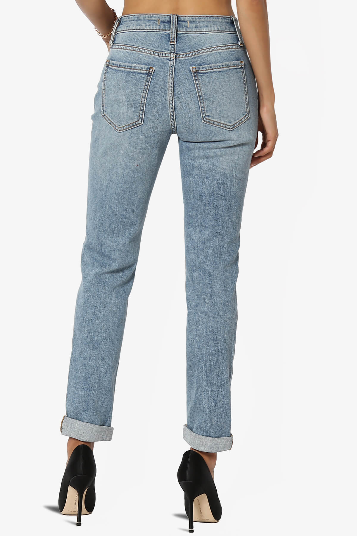 Frankie Distressed Mid Rise Girlfriend Jeans in LF Light LIGHT_2