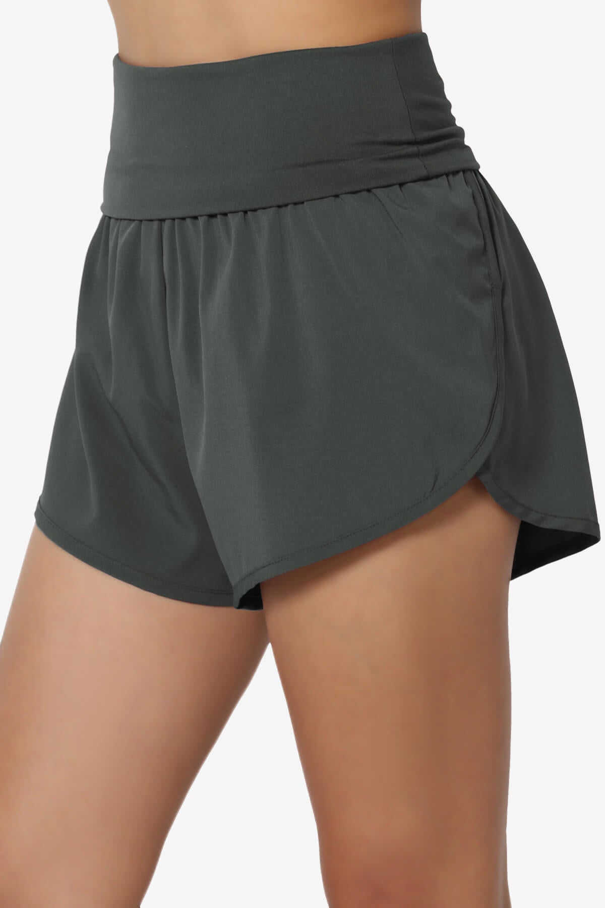 Game Time Foldover High Waist Running Shorts ASH GREY_5