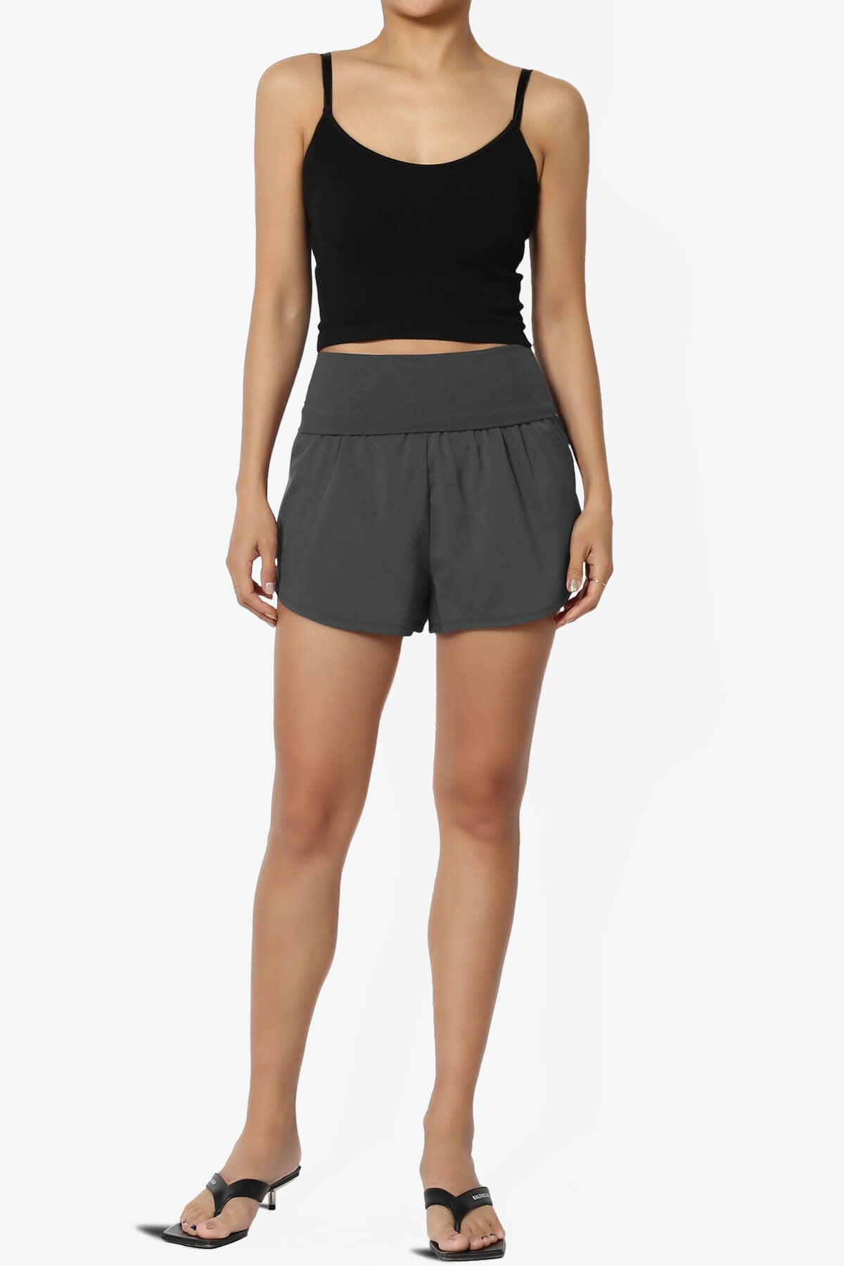 Game Time Foldover High Waist Running Shorts ASH GREY_6