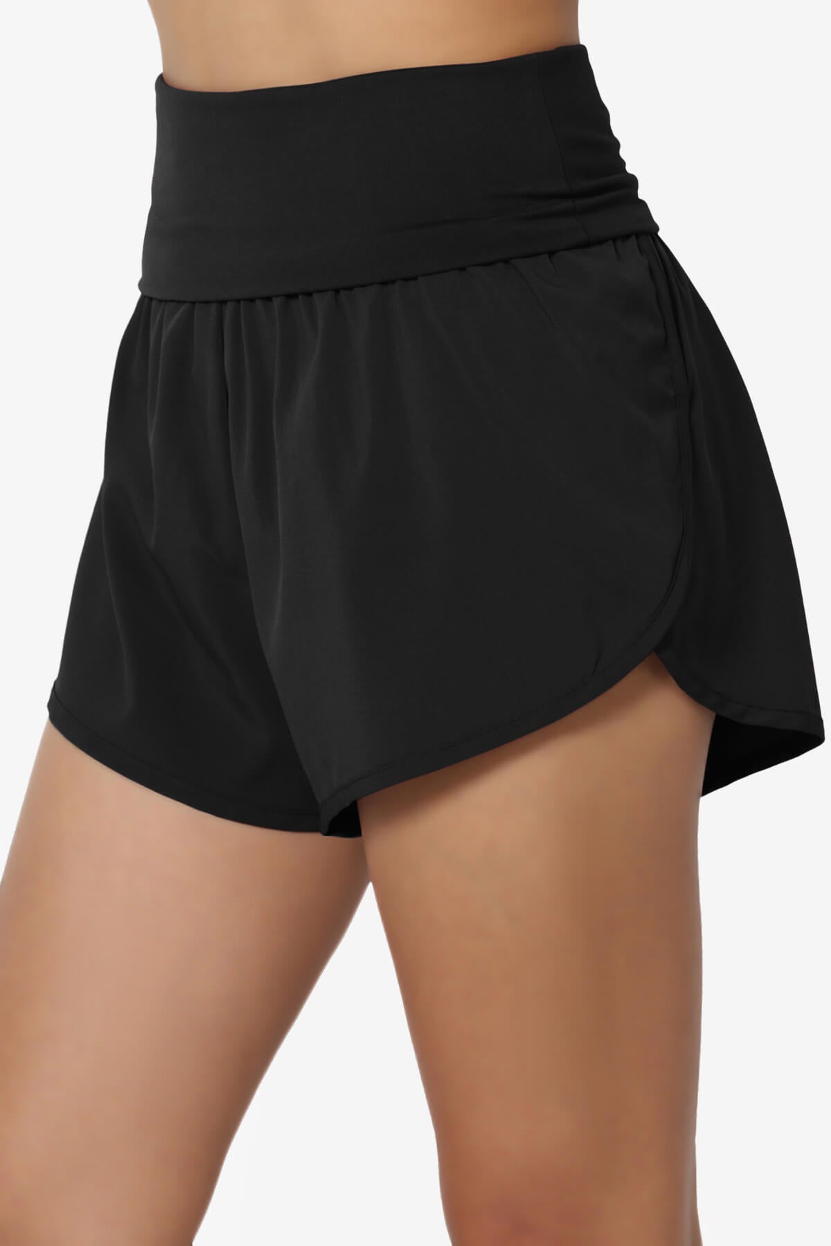Game Time Foldover High Waist Running Shorts BLACK_5