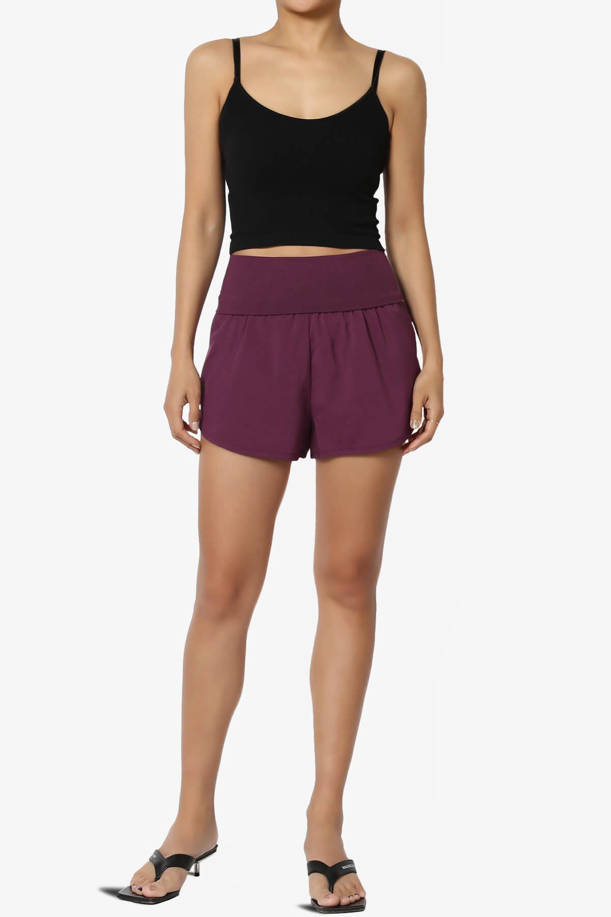 Game Time Foldover High Waist Running Shorts DUSTY PLUM_6