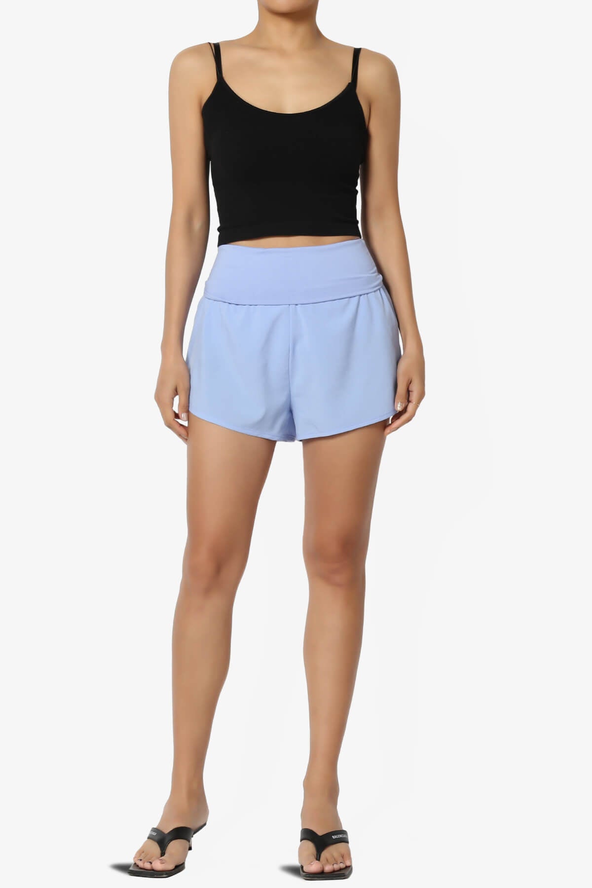 Game Time Foldover High Waist Running Shorts LIGHT BLUE_6