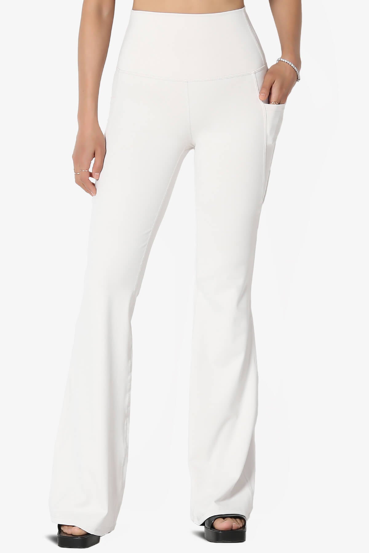 Gemma Athletic Pocket Flare Yoga Pants BONE_1