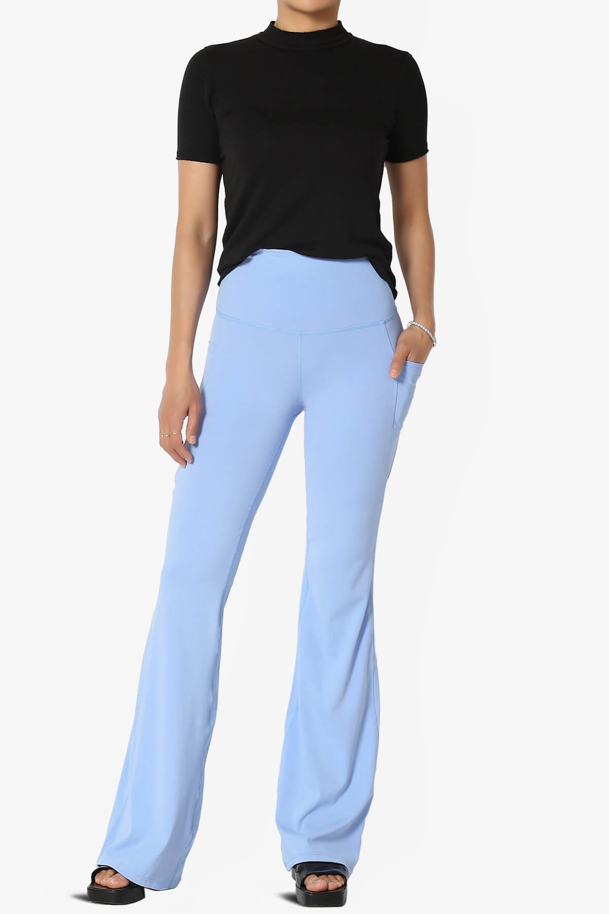Gemma Athletic Pocket Flare Yoga Pants CREAM BLUE_6
