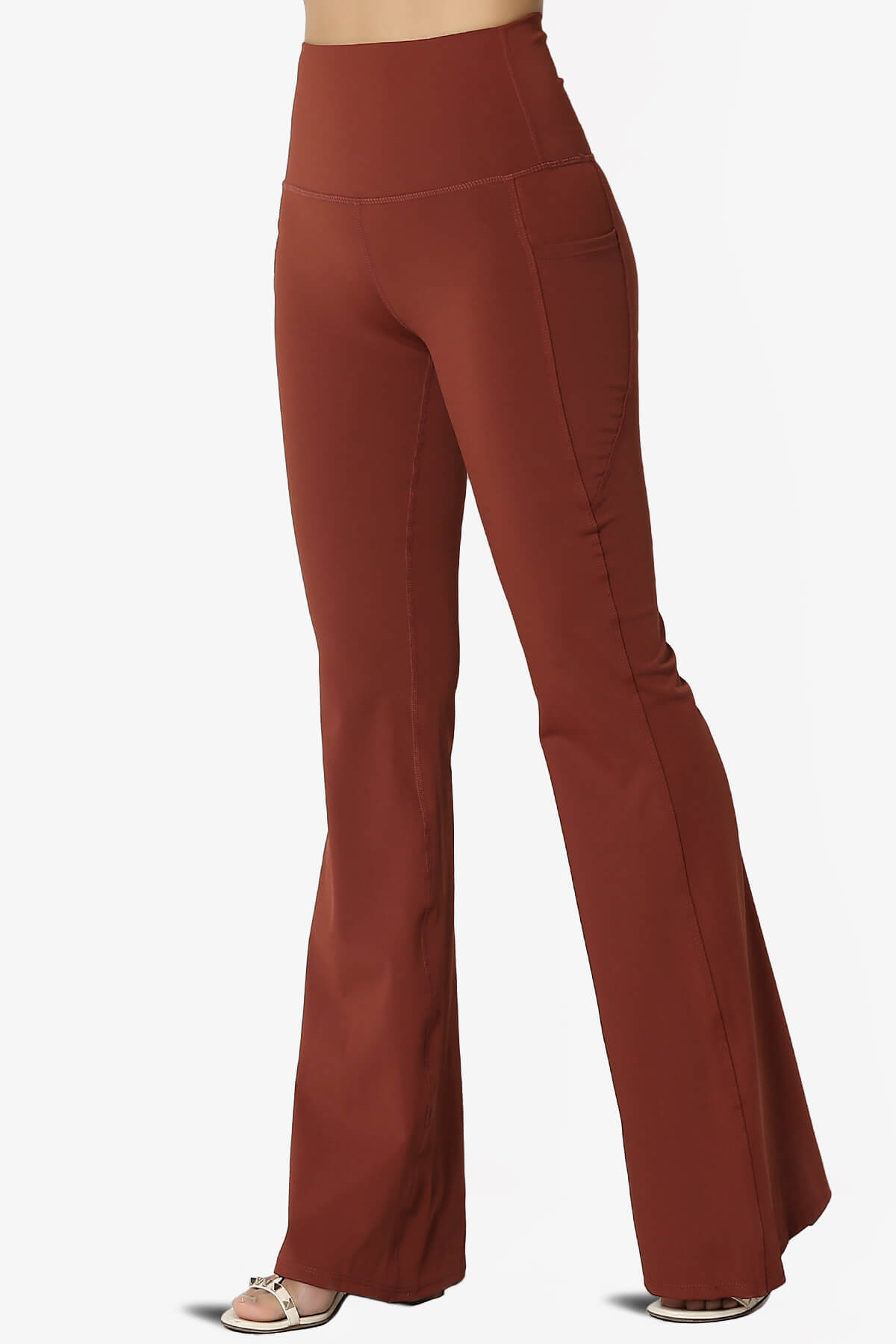 Gemma Athletic Pocket Flare Yoga Pants DARK RUST_3