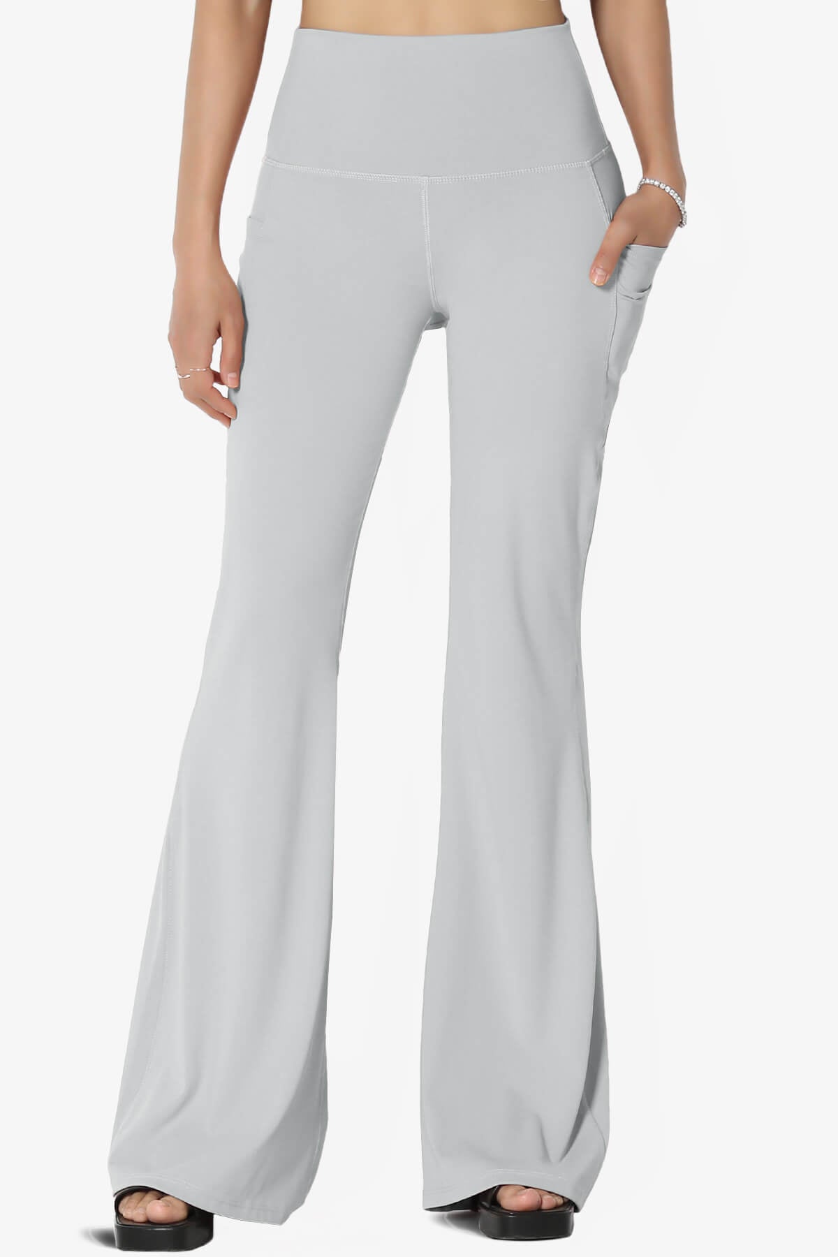 Gemma Athletic Pocket Flare Yoga Pants LIGHT GREY_1