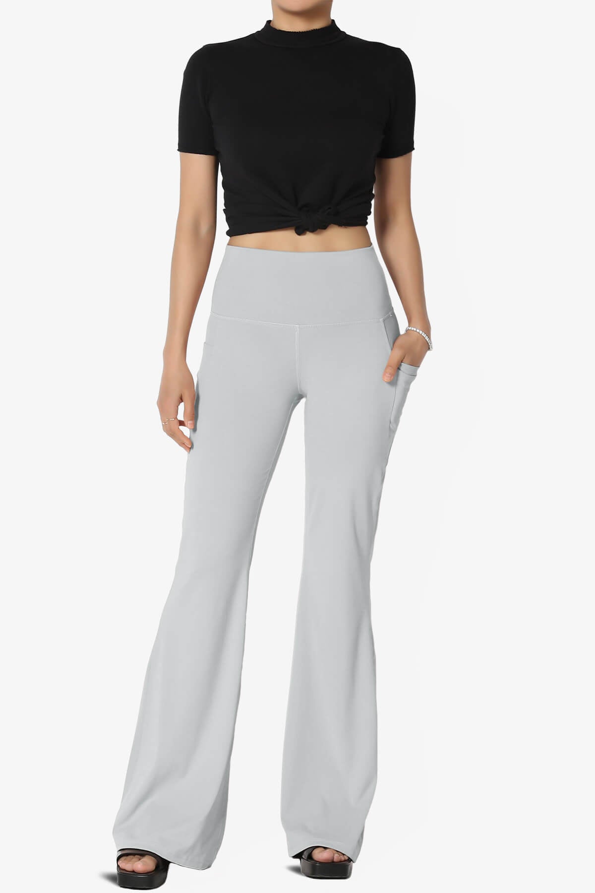 Gemma Athletic Pocket Flare Yoga Pants LIGHT GREY_6
