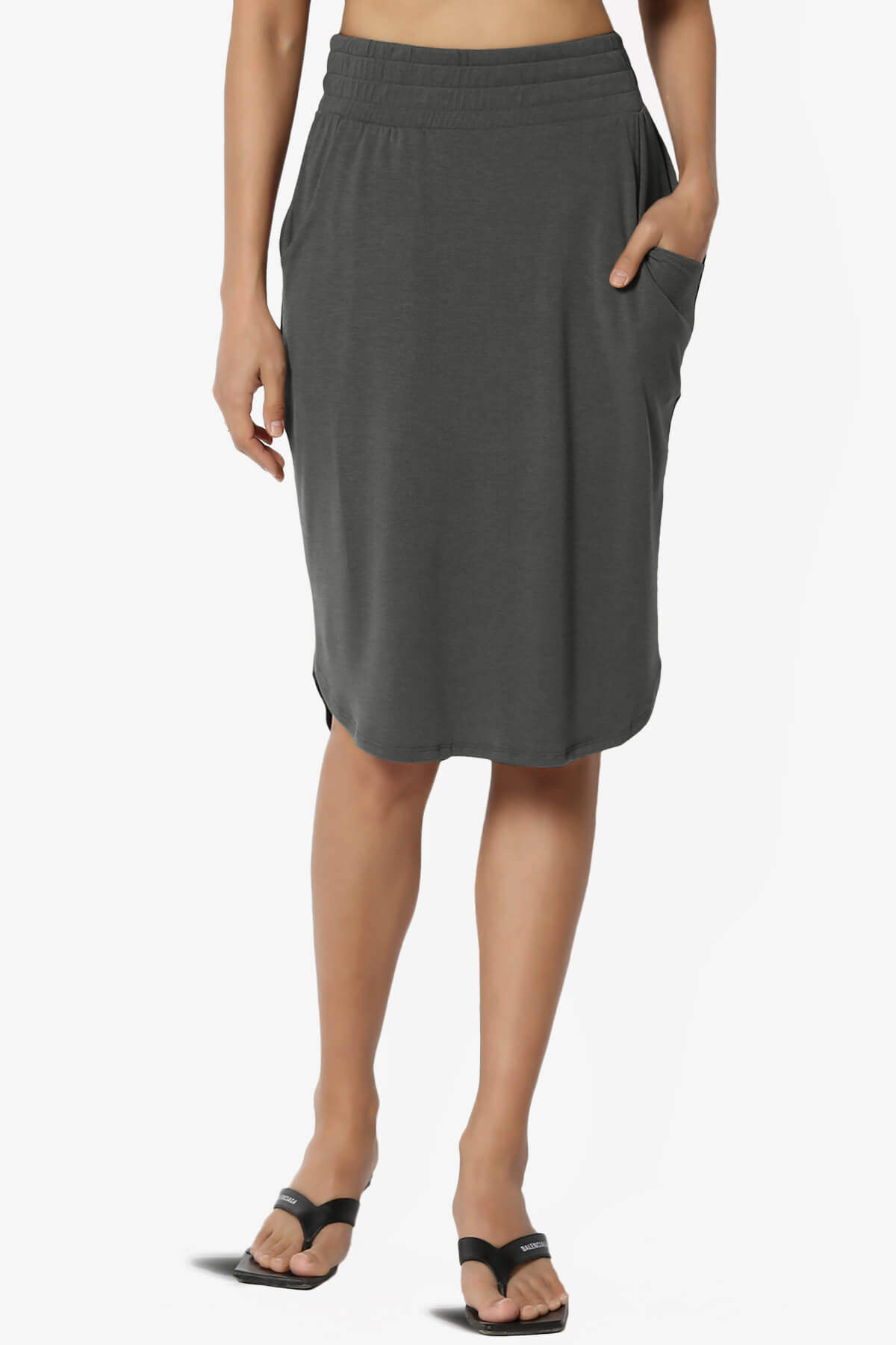 Hadyn Casual Elastic High Waist Straight Skirt ASH GREY_1