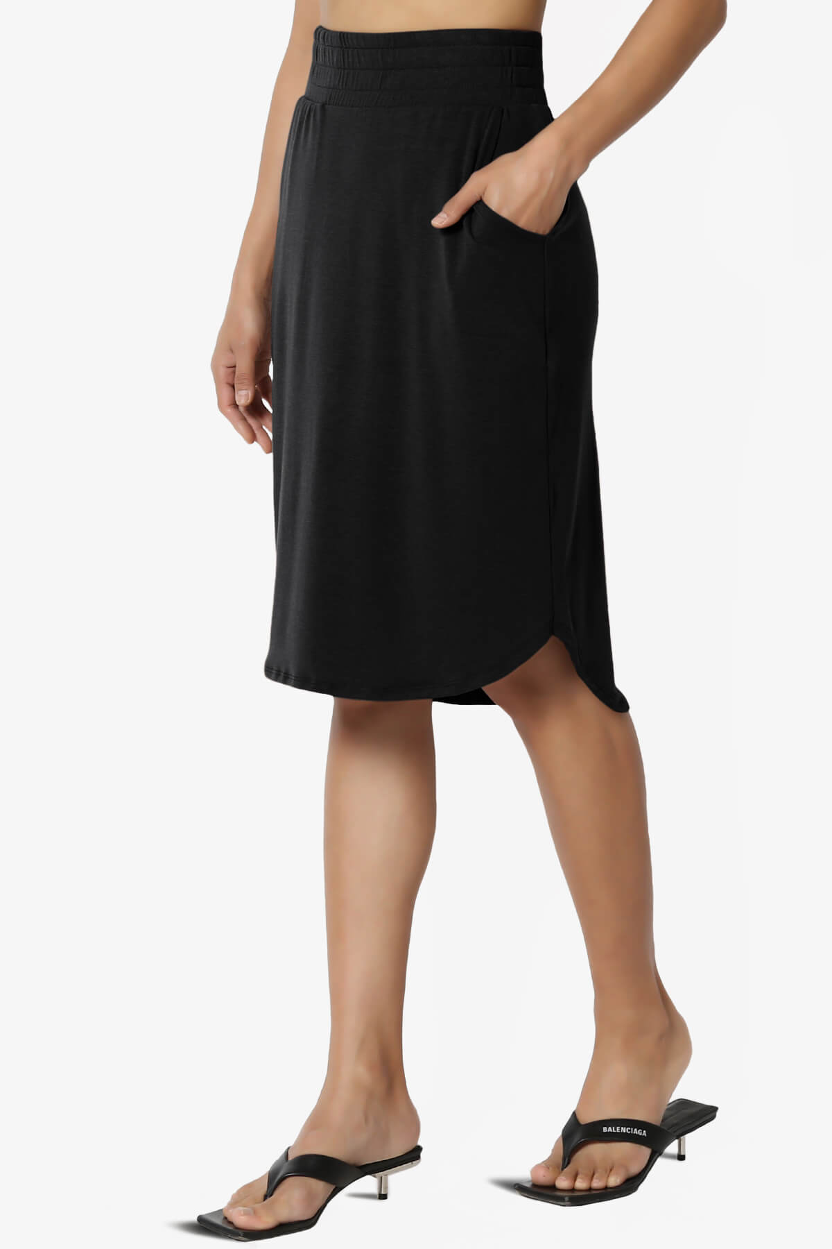 Hadyn Casual Elastic High Waist Straight Skirt BLACK_3