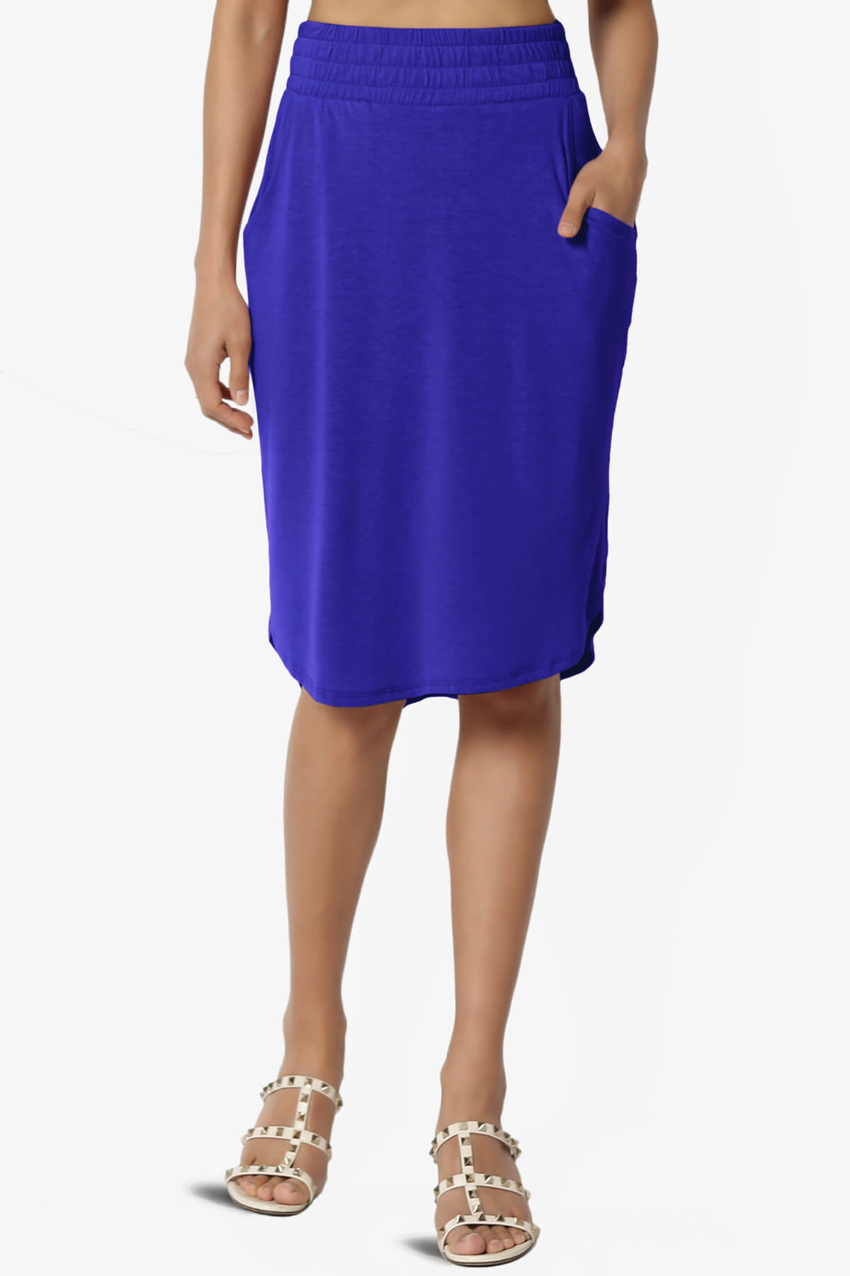 Hadyn Casual Elastic High Waist Straight Skirt BRIGHT BLUE_1